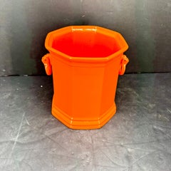 Mid-Century Orange Metal Champagne Wine Ice Bucket