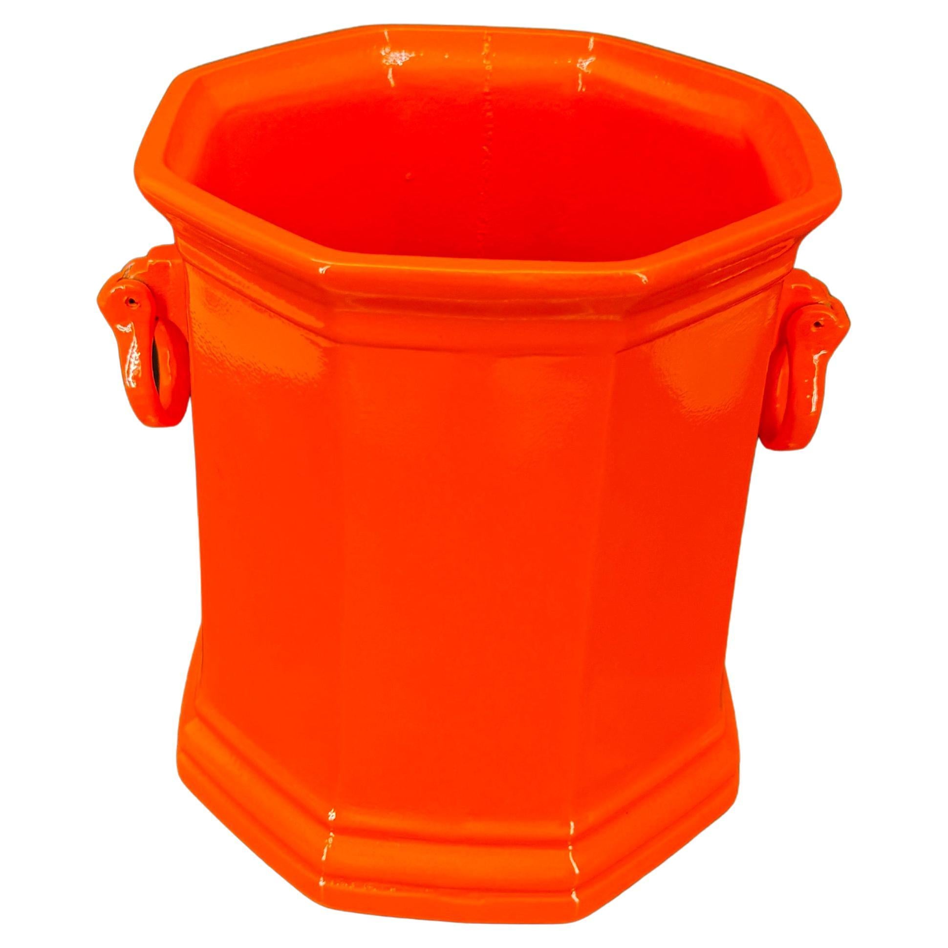 Mid-Century Orange Metal Champagne Wine Ice Bucket