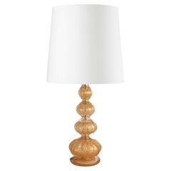 Barovier & Toso Lámpara de sobremesa de cristal de Murano con bullicante dorado, Italia, años 50
