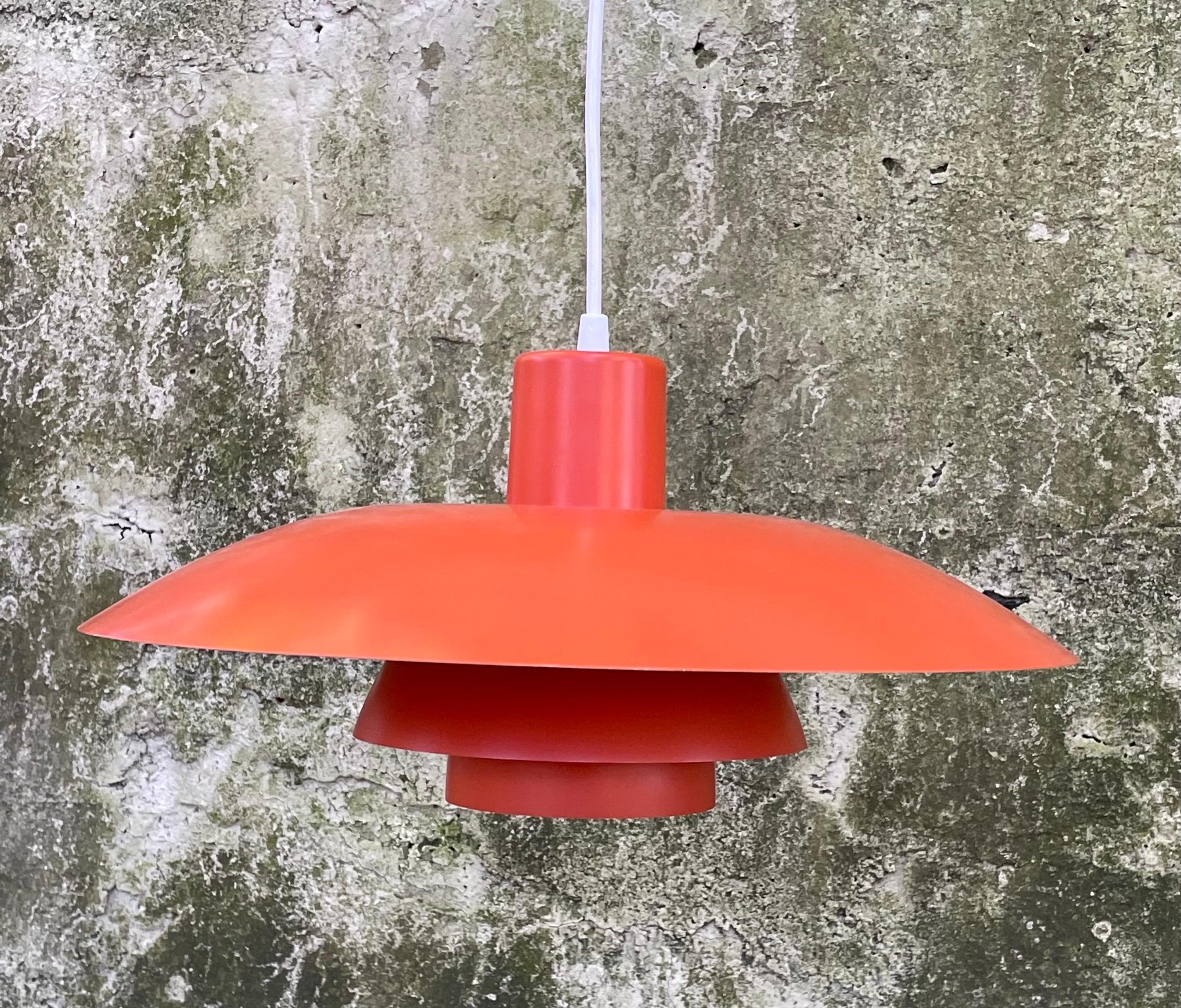 Powder-Coated Mid Century Orange Pendant Light by Poul Henningsen for Louis Poulsen, Denmark For Sale