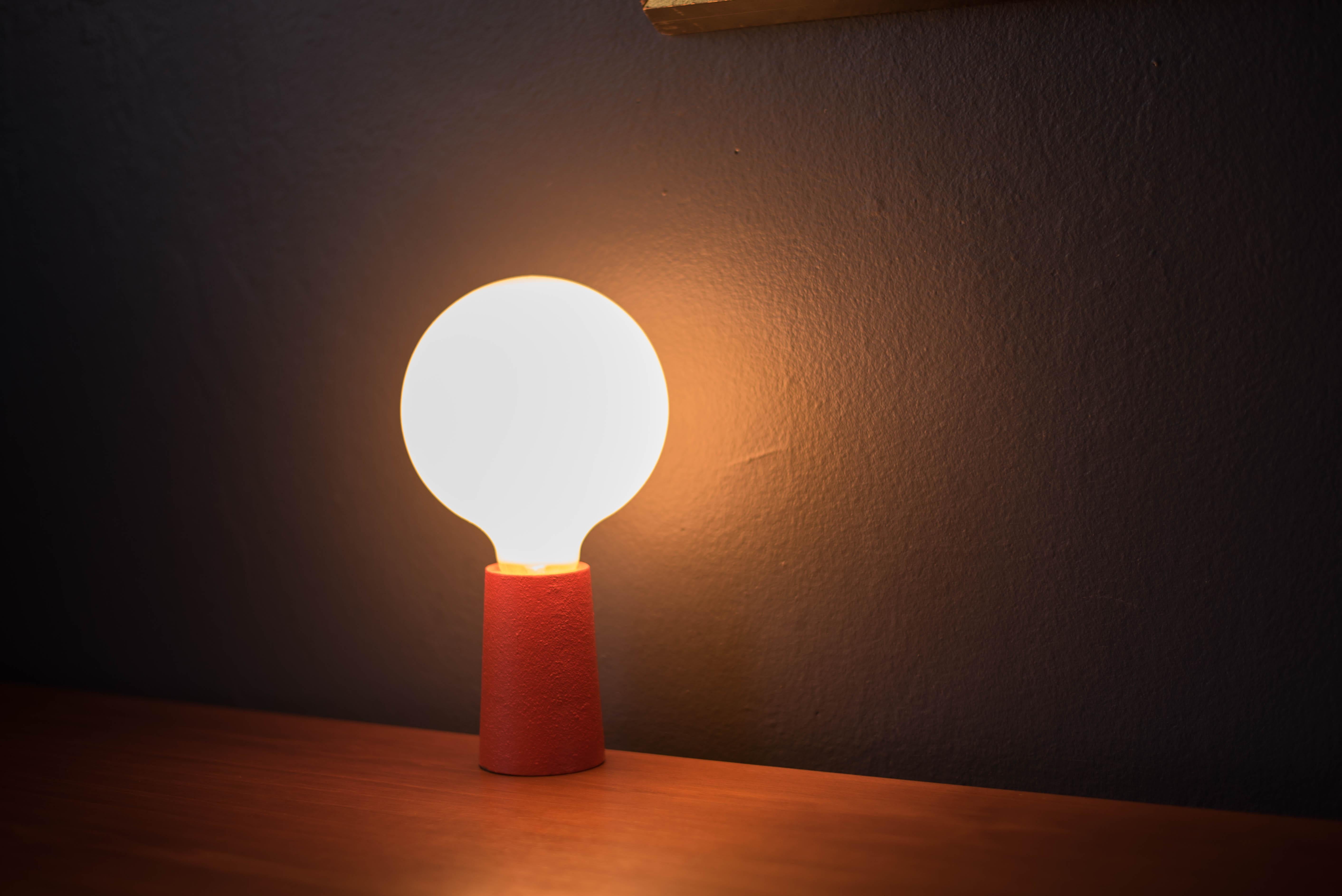 Metal Mid Century Orange Pop Art Pickup Lite Table Lamp by Bill Curry for Design Line