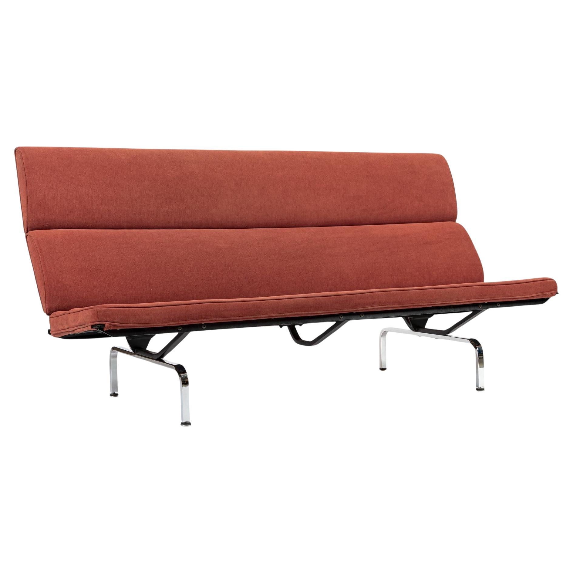 Mid Century Orange Sofa Compact by Eames for Herman Miller For Sale