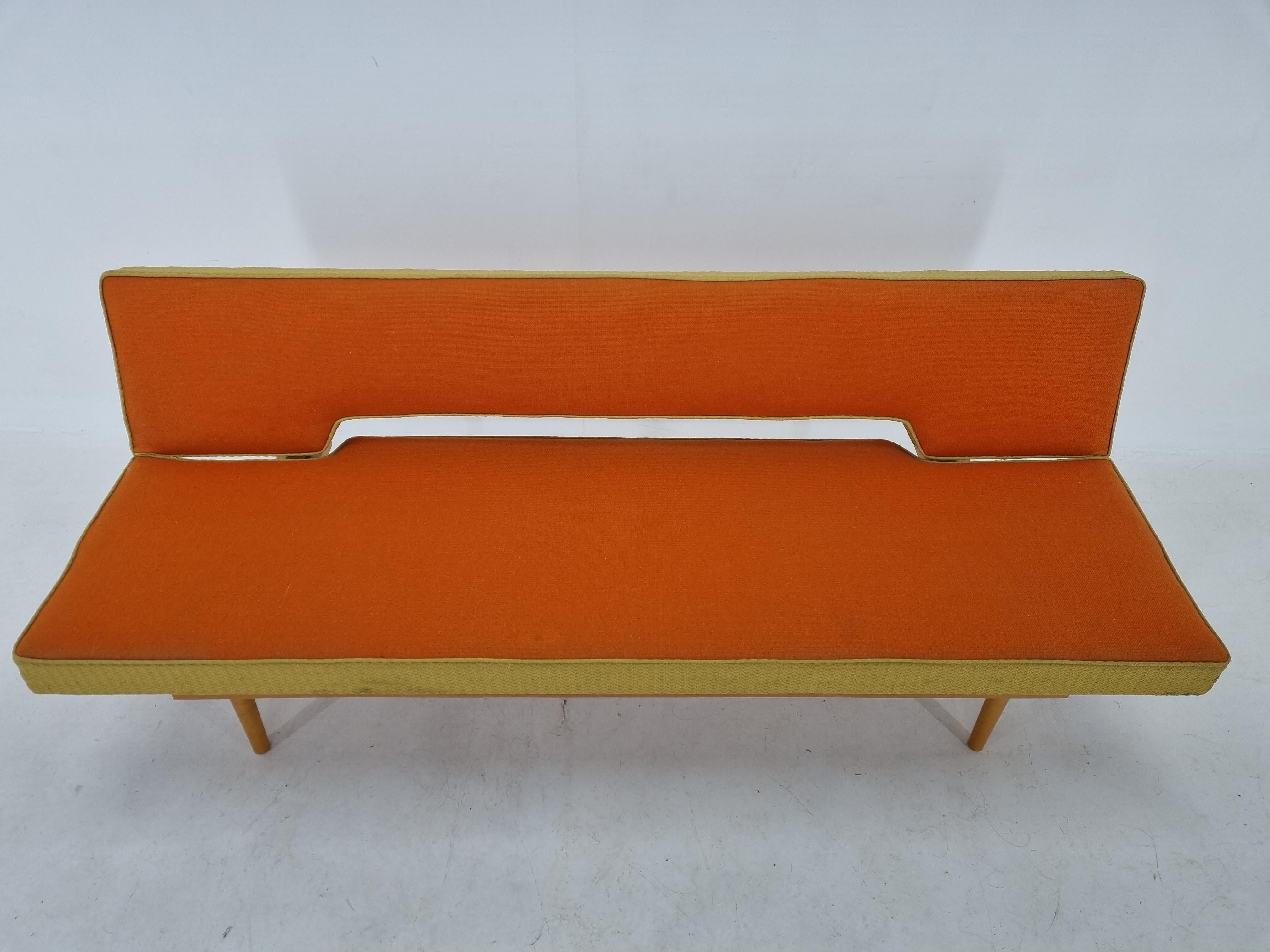 Mid-20th Century Mid Century Orange Sofa or Daybed Miroslav Navratil, Interier Praha, 1960s
