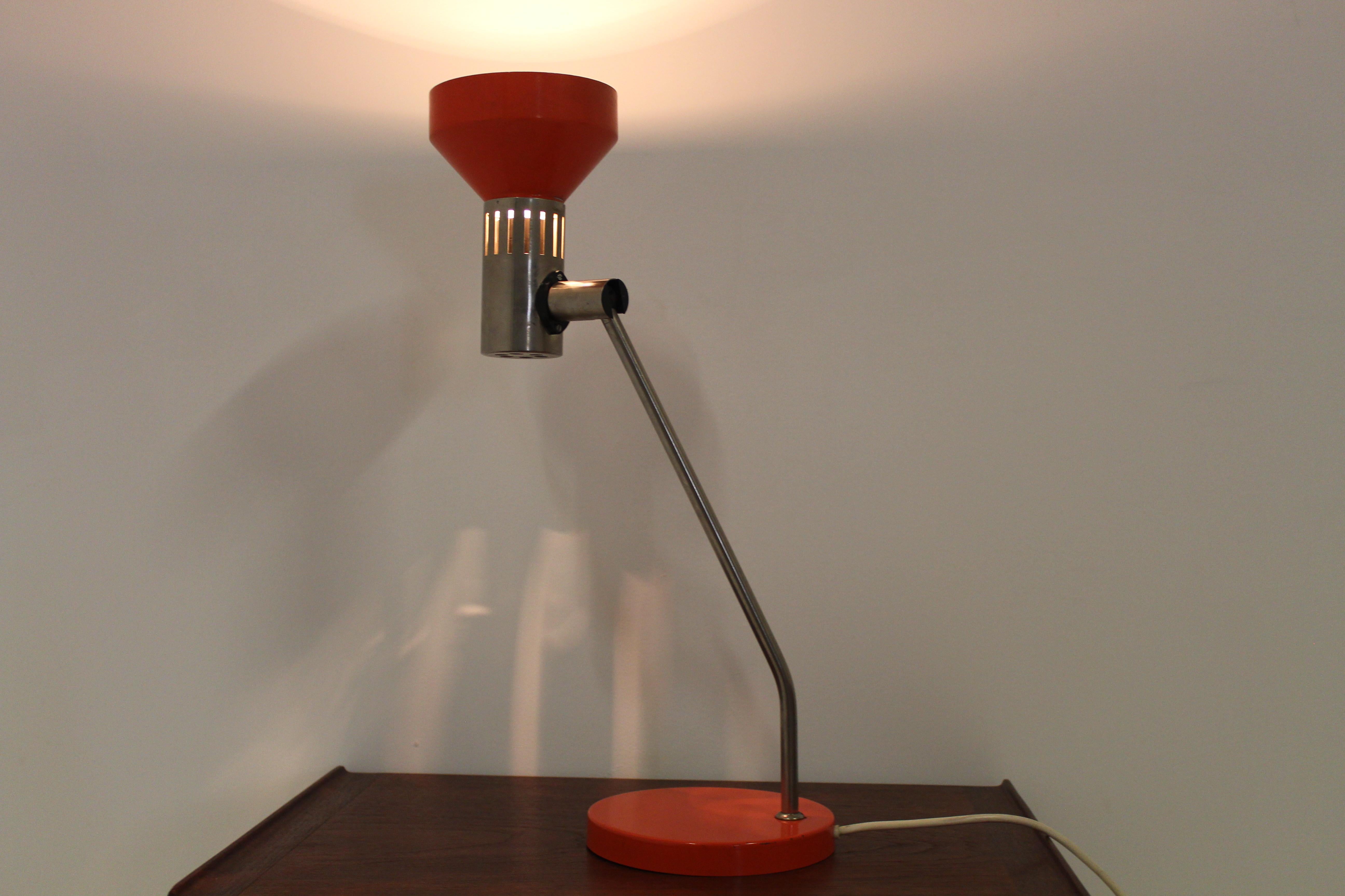 Midcentury Orange Table Lamp, Gemany, 1970s In Good Condition For Sale In Praha, CZ