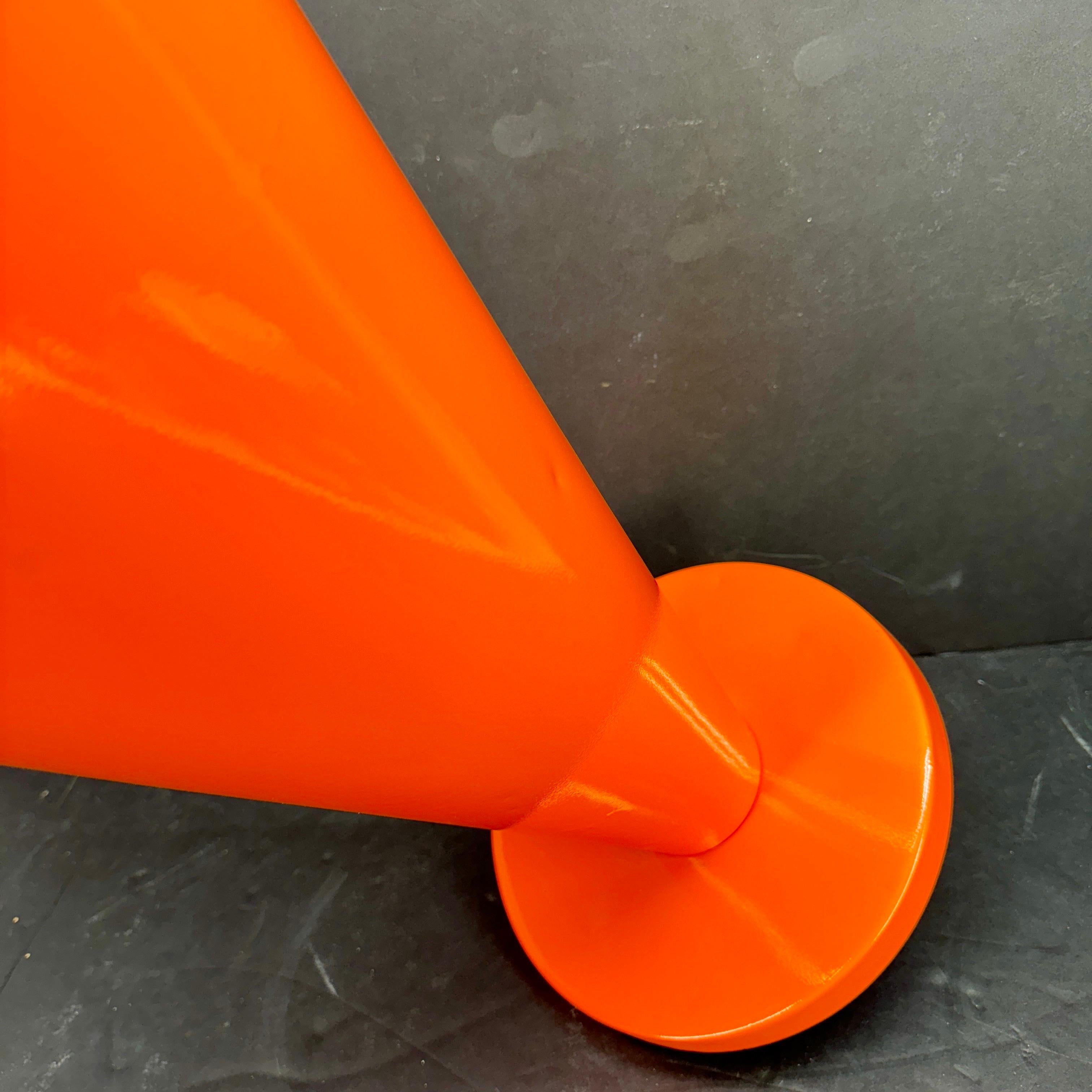 Mid-Century Orange Umbrella Stand Holder with White Handle For Sale 2