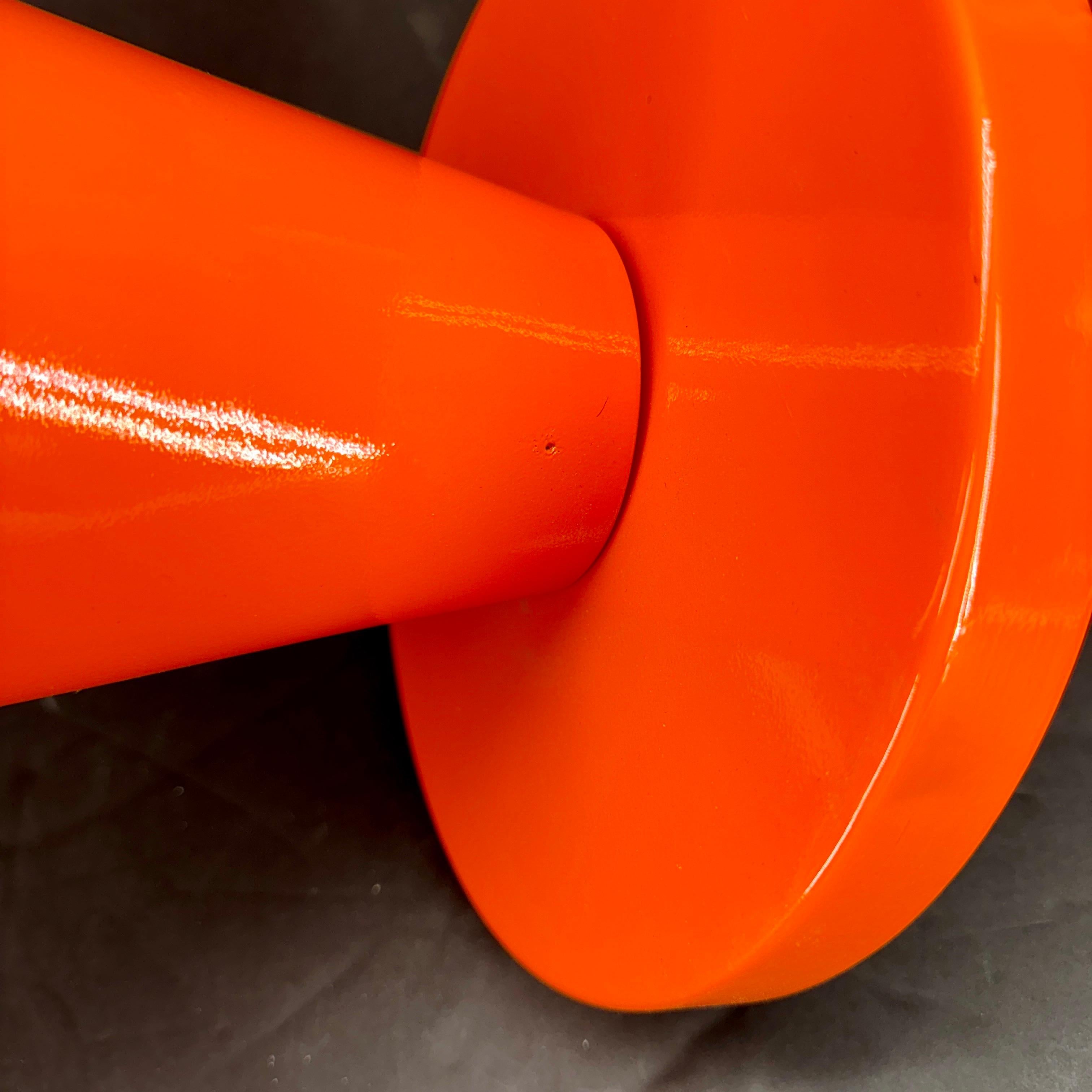 Mid-Century Orange Umbrella Stand Holder with White Handle For Sale 3