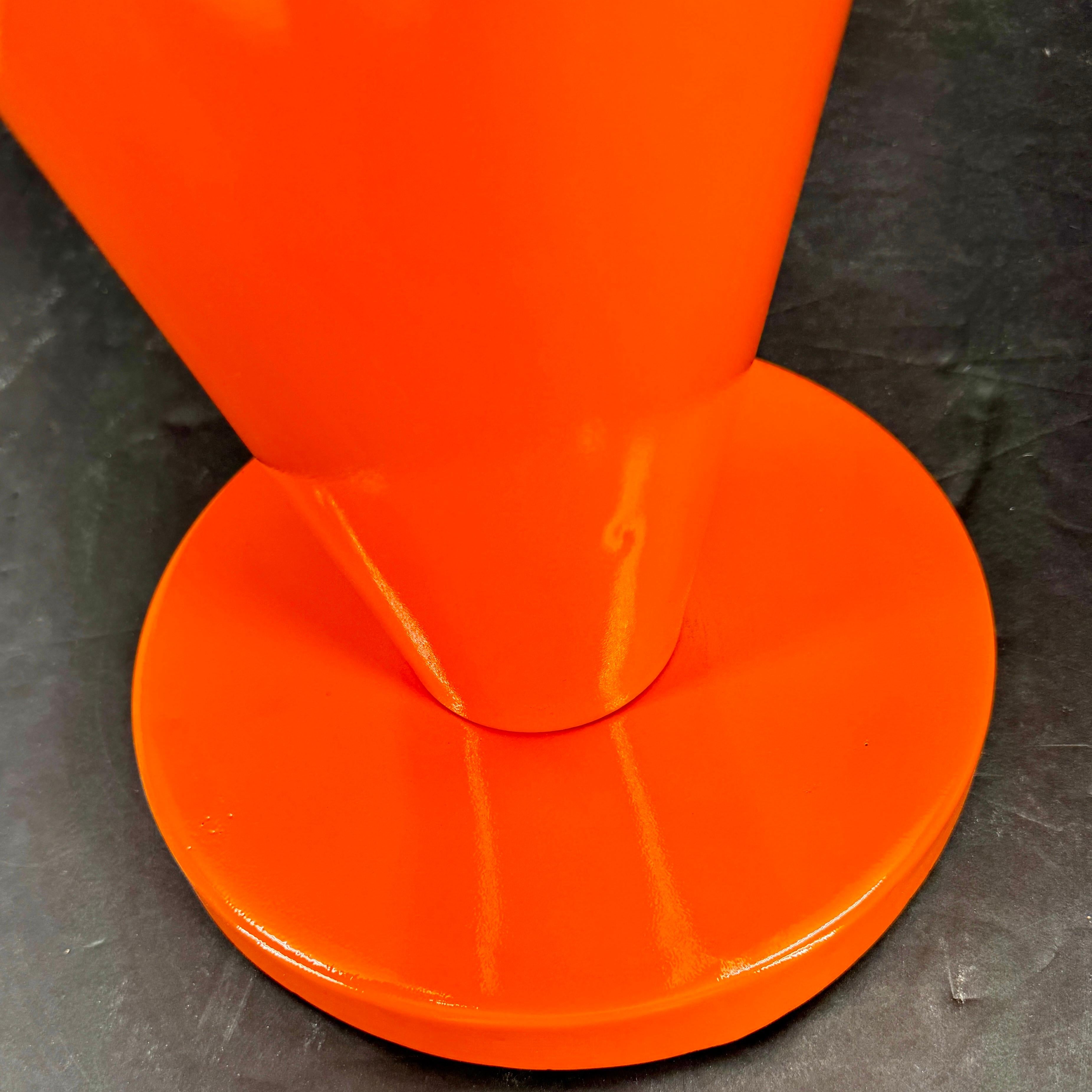 Mid-Century Orange Umbrella Stand Holder with White Handle For Sale 5