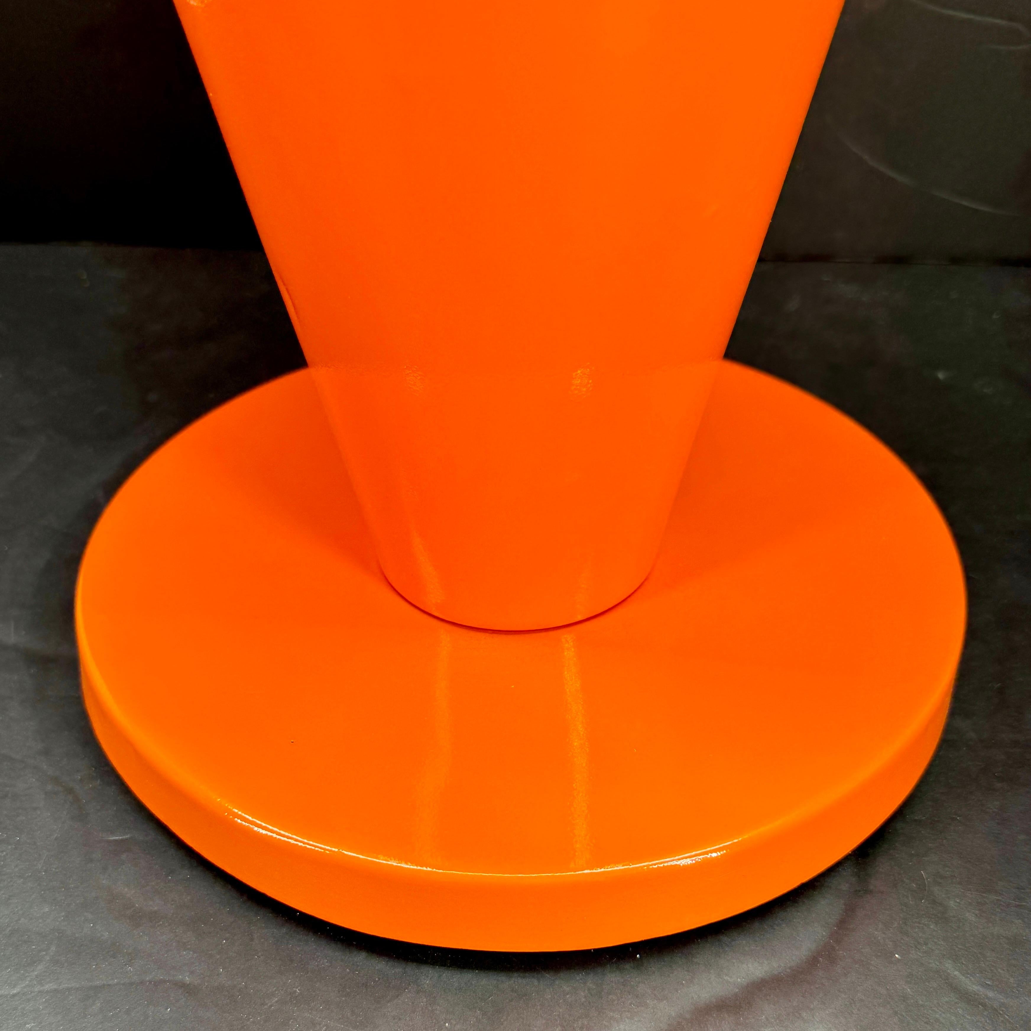 Mid-20th Century Mid-Century Orange Umbrella Stand Holder with White Handle For Sale