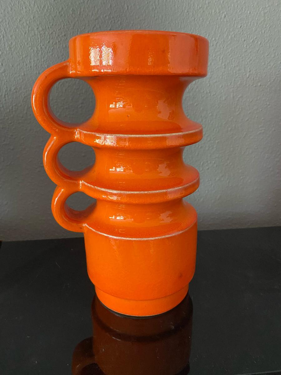 Rare example of German 1970s pottery, vibrant colour. Stamped at the bottom.