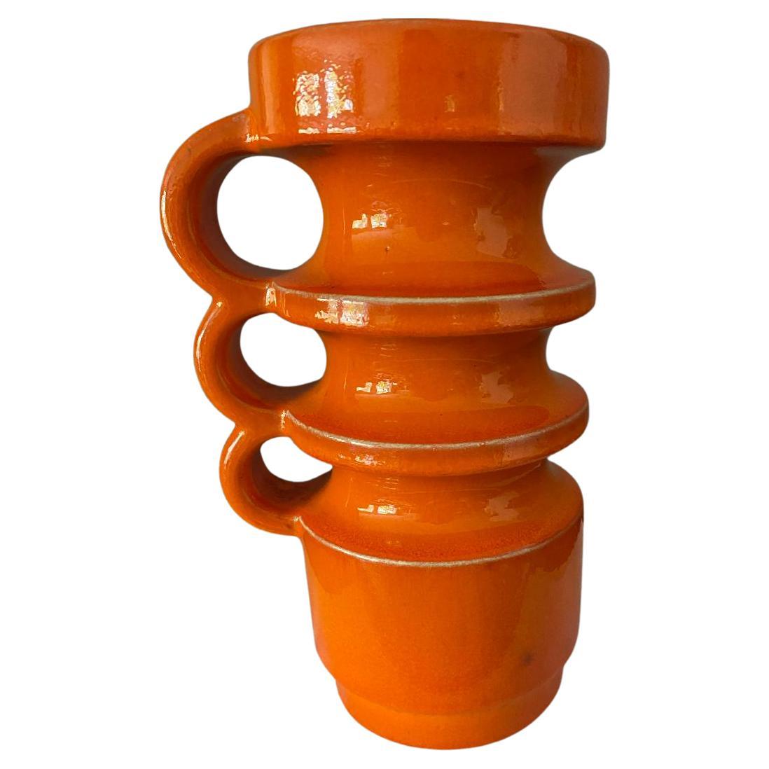 Mid-Century Orange Vase by Bay Keramik Germany For Sale
