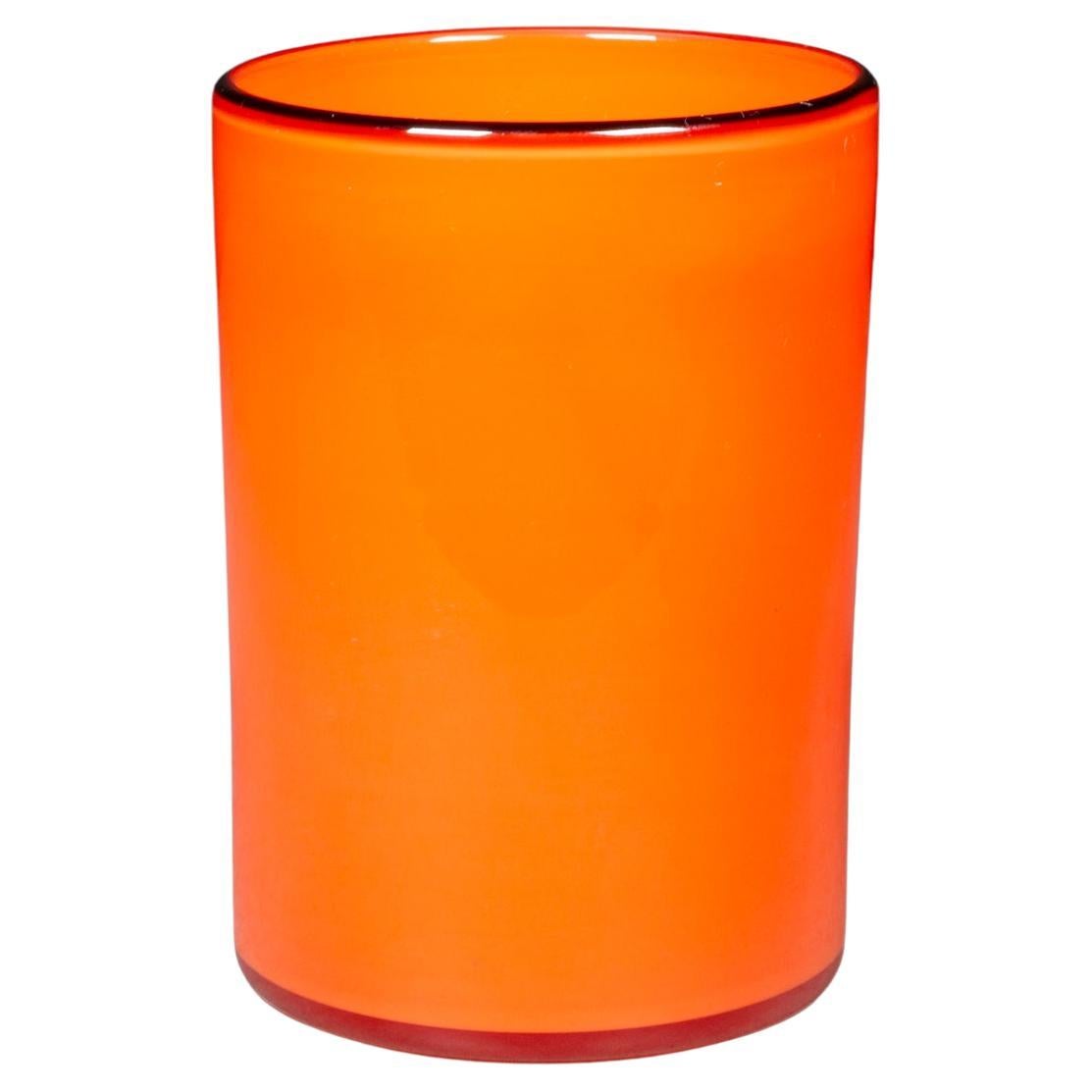 Mid-century Orange Vase with Black Rim c.1960 For Sale
