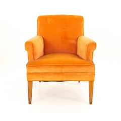 Mid Century Orange Velvet Lounge Chair