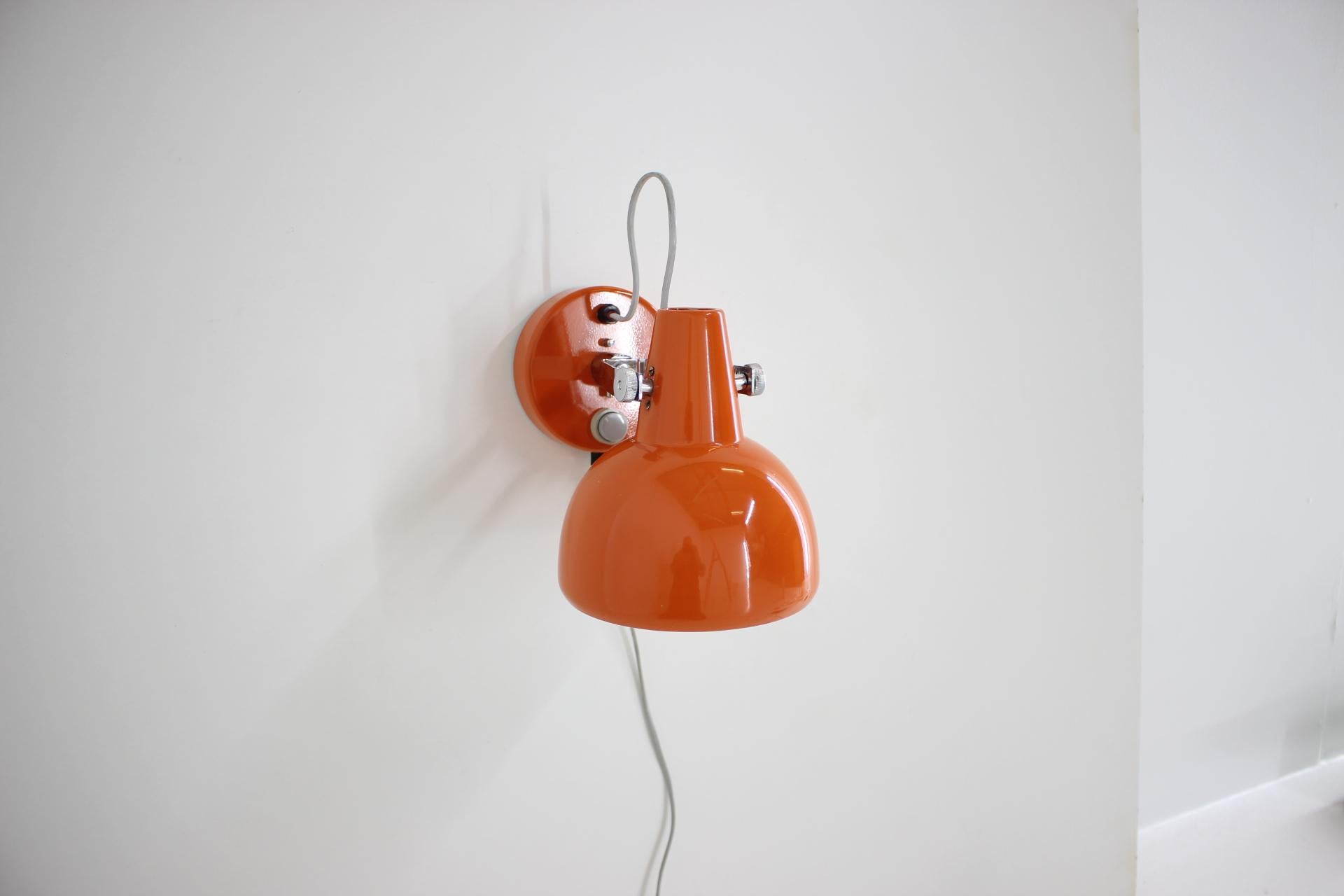 Czech Midcentury Orange Wall Lamp/Lidokov, 1960s For Sale