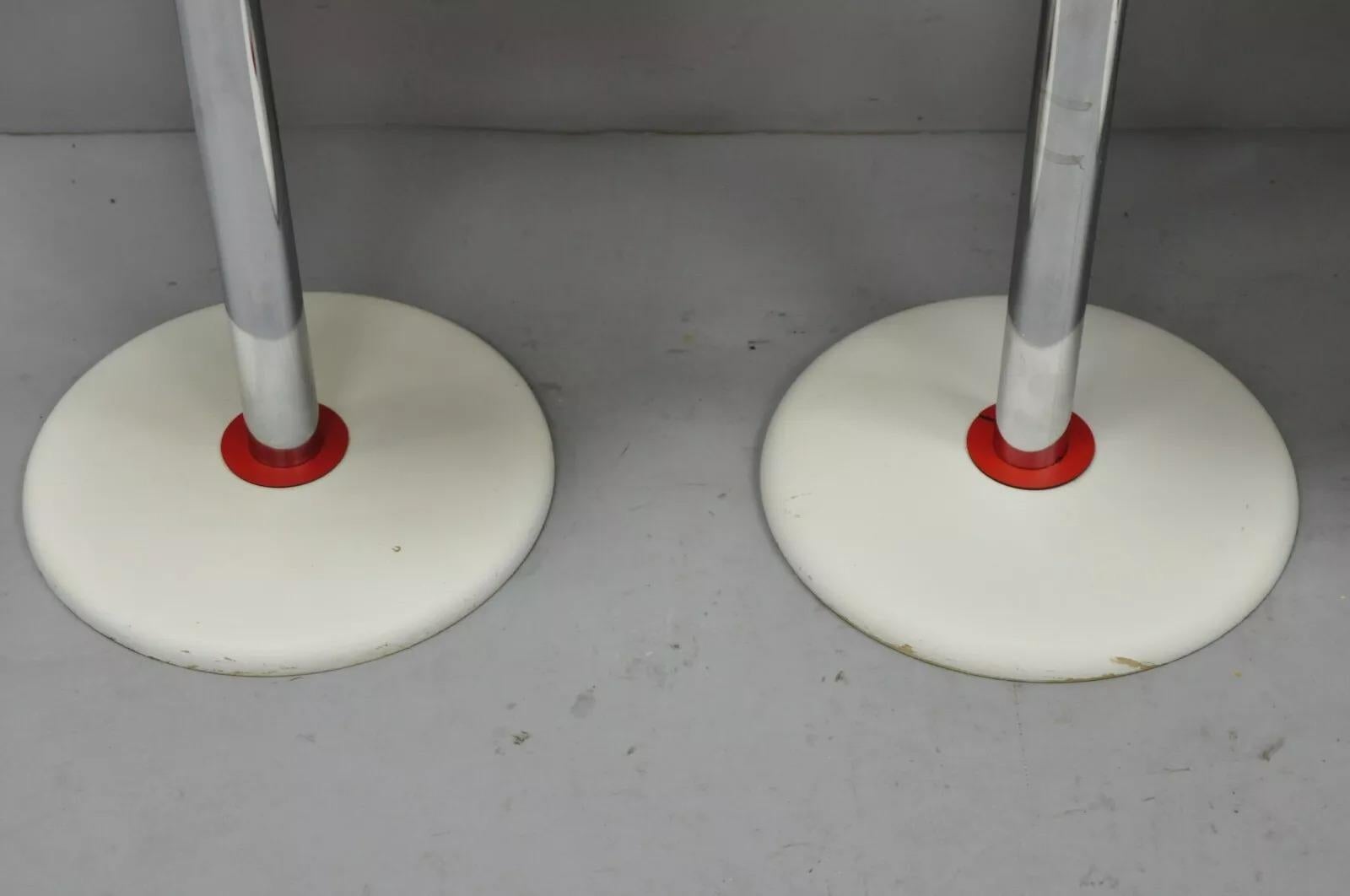 20th Century Mid Century Orange Yellow White Round Side Tables by R. Johnson - Set of 4 For Sale
