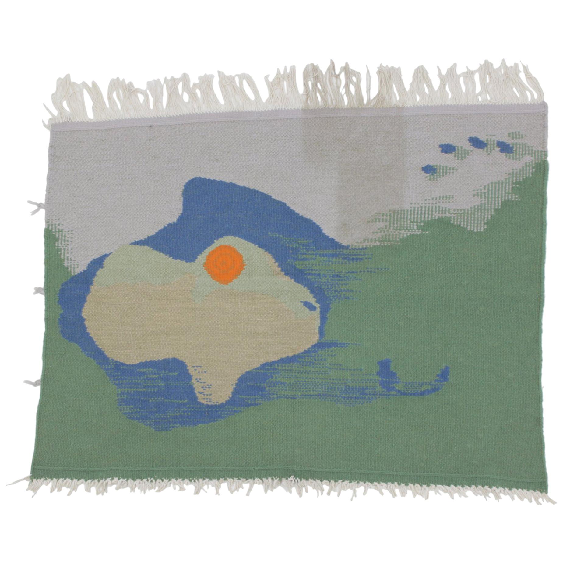 Midcentury Organic Abstract Handmade Deisgn Wall Tapestry, 1950s