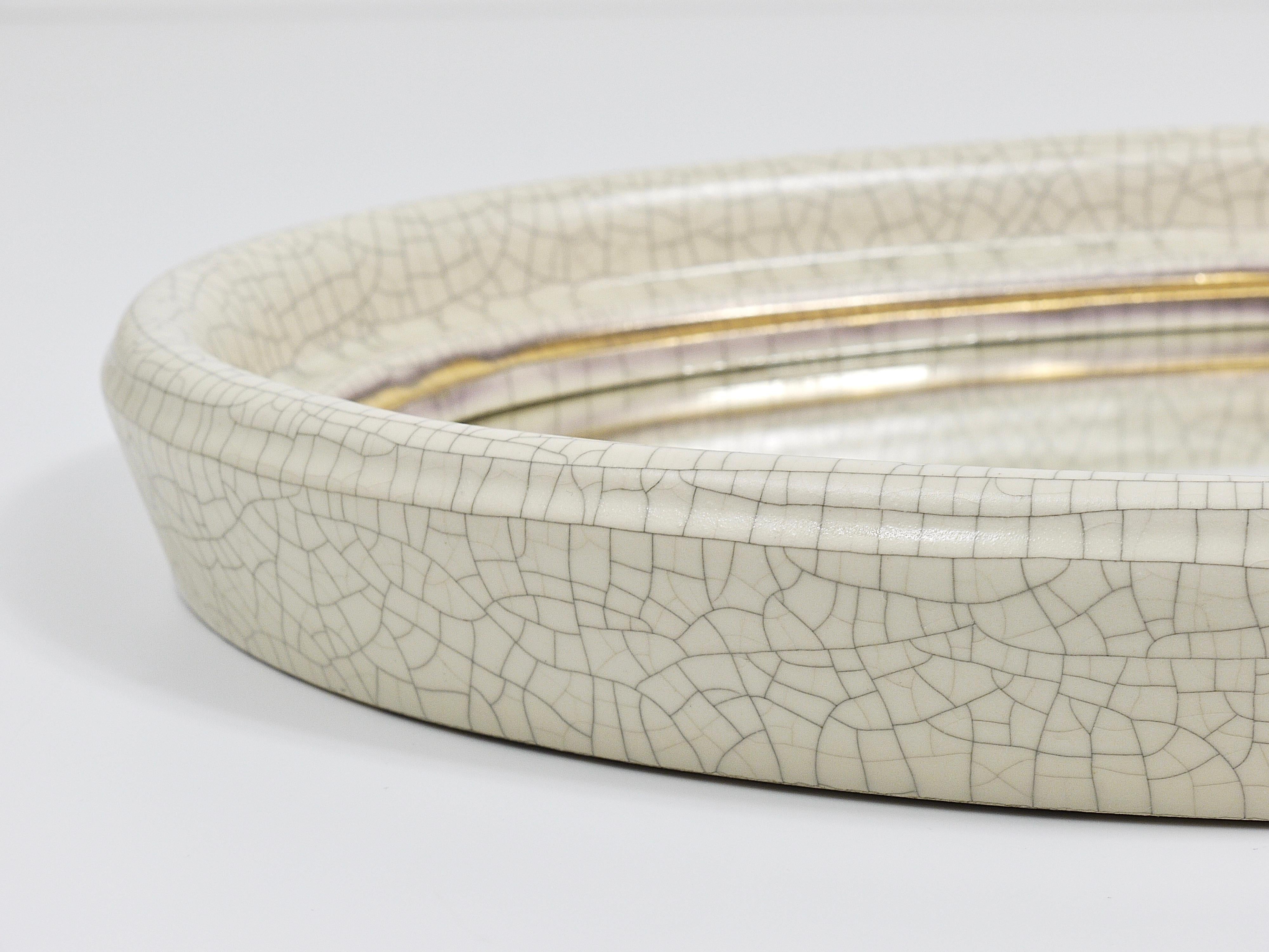 Mid-Century Organic Craquelé Terracotta Wall Mirror by Gmundner Keramik, 1950s 4