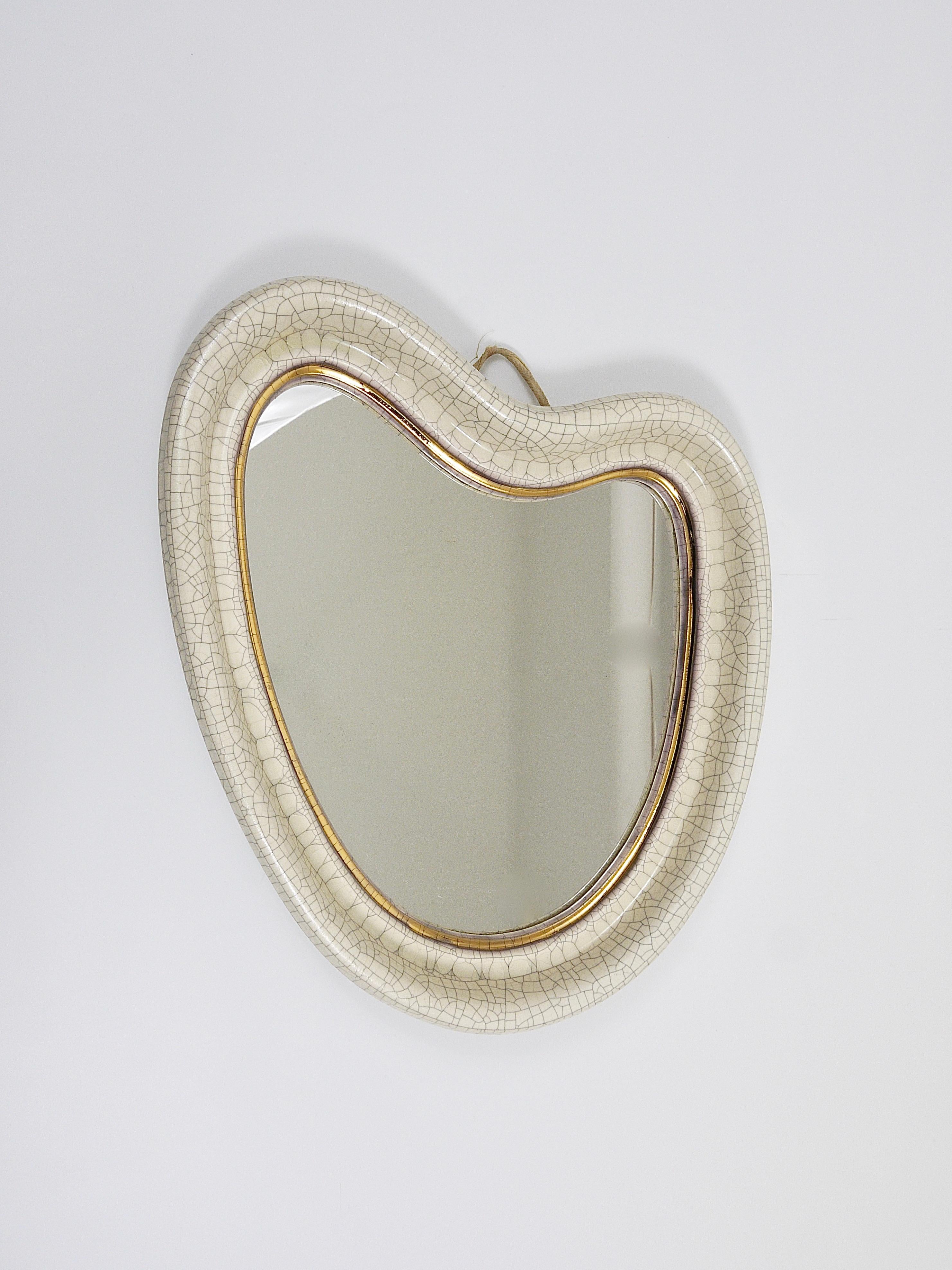 Mid-Century Organic Craquelé Terracotta Wall Mirror by Gmundner Keramik, 1950s 5