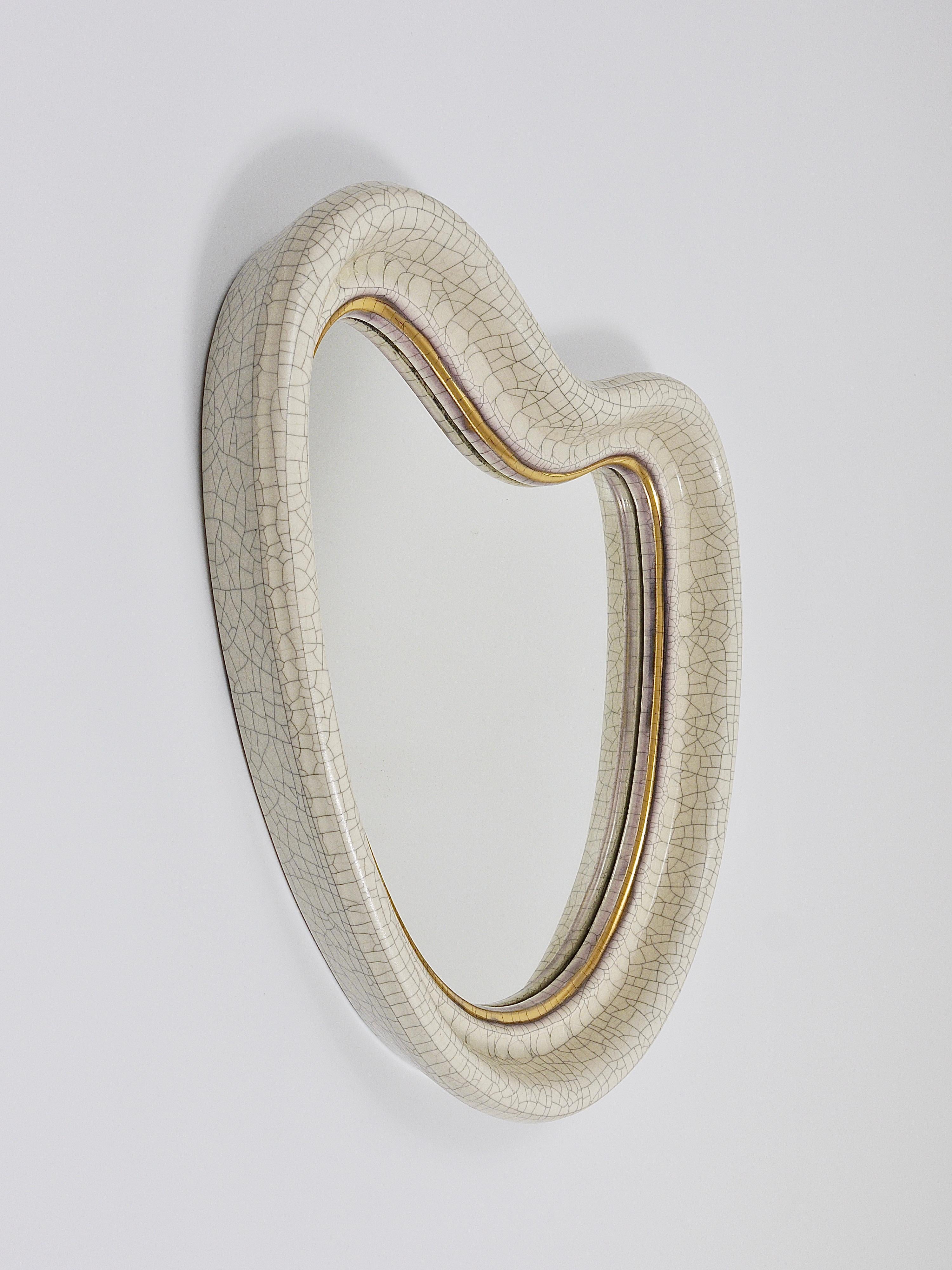 Mid-Century Organic Craquelé Terracotta Wall Mirror by Gmundner Keramik, 1950s 9