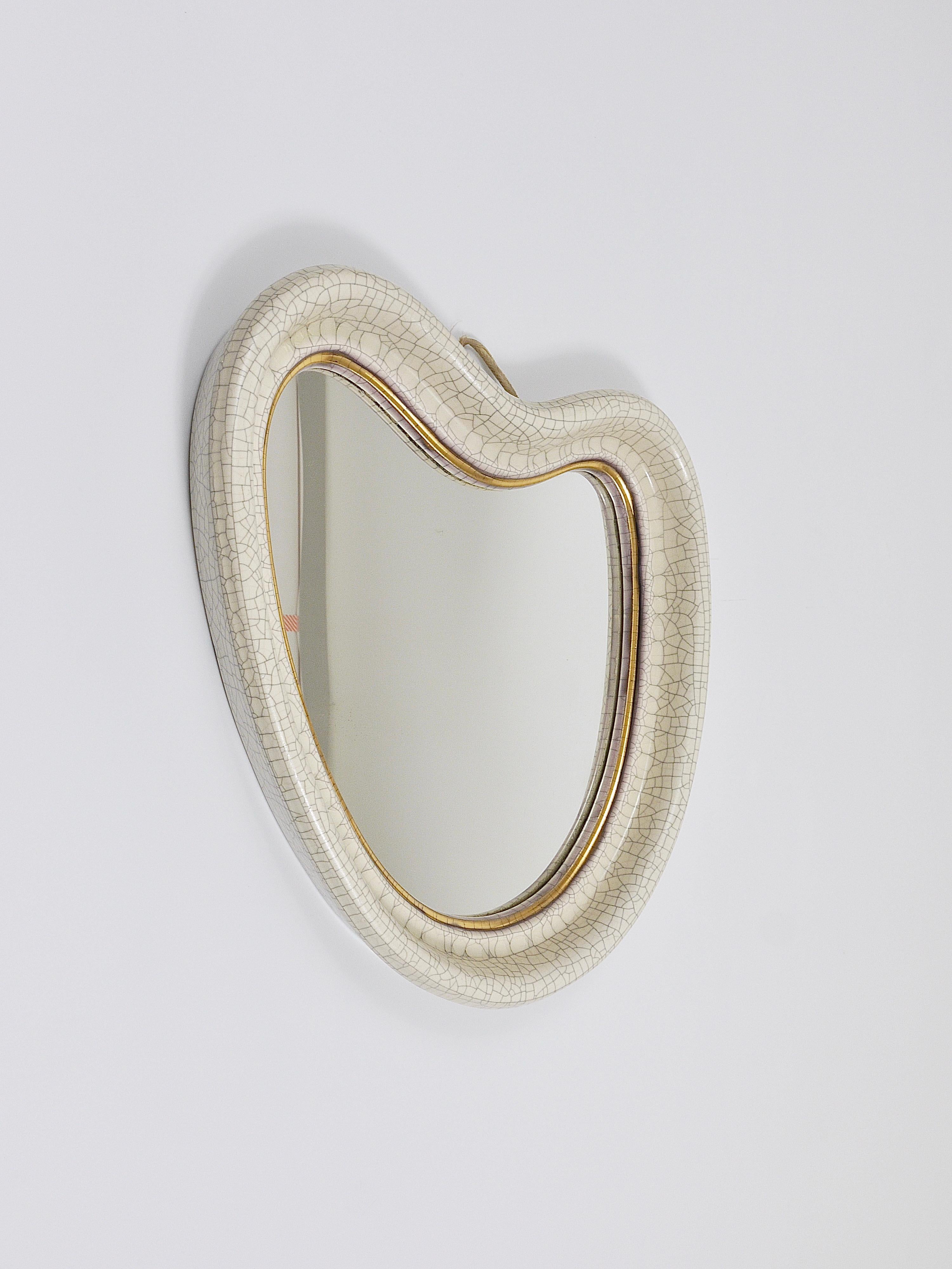Mid-Century Organic Craquelé Terracotta Wall Mirror by Gmundner Keramik, 1950s 10
