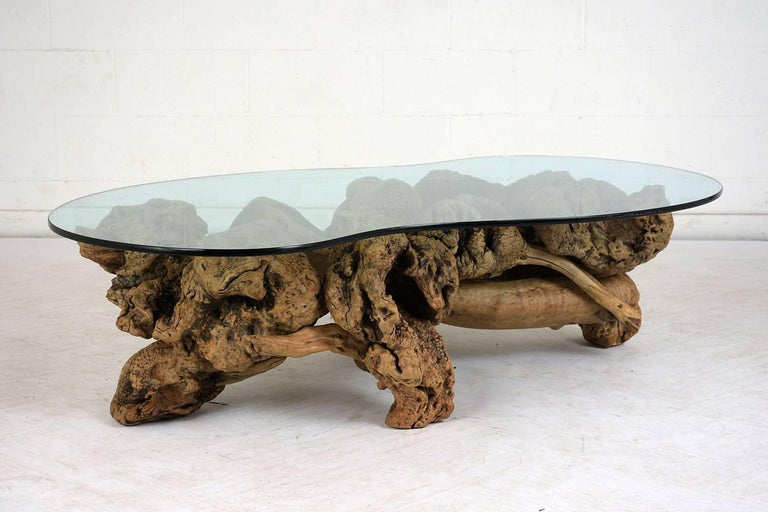 Root Coffee Tables - Teak Root Coffee Table with Glass Top - Masons Home Decor - Teak root coffee table, coffee table, teak root glass top coffee table, unique coffee table, root coffee table, tree root table, driftwood.