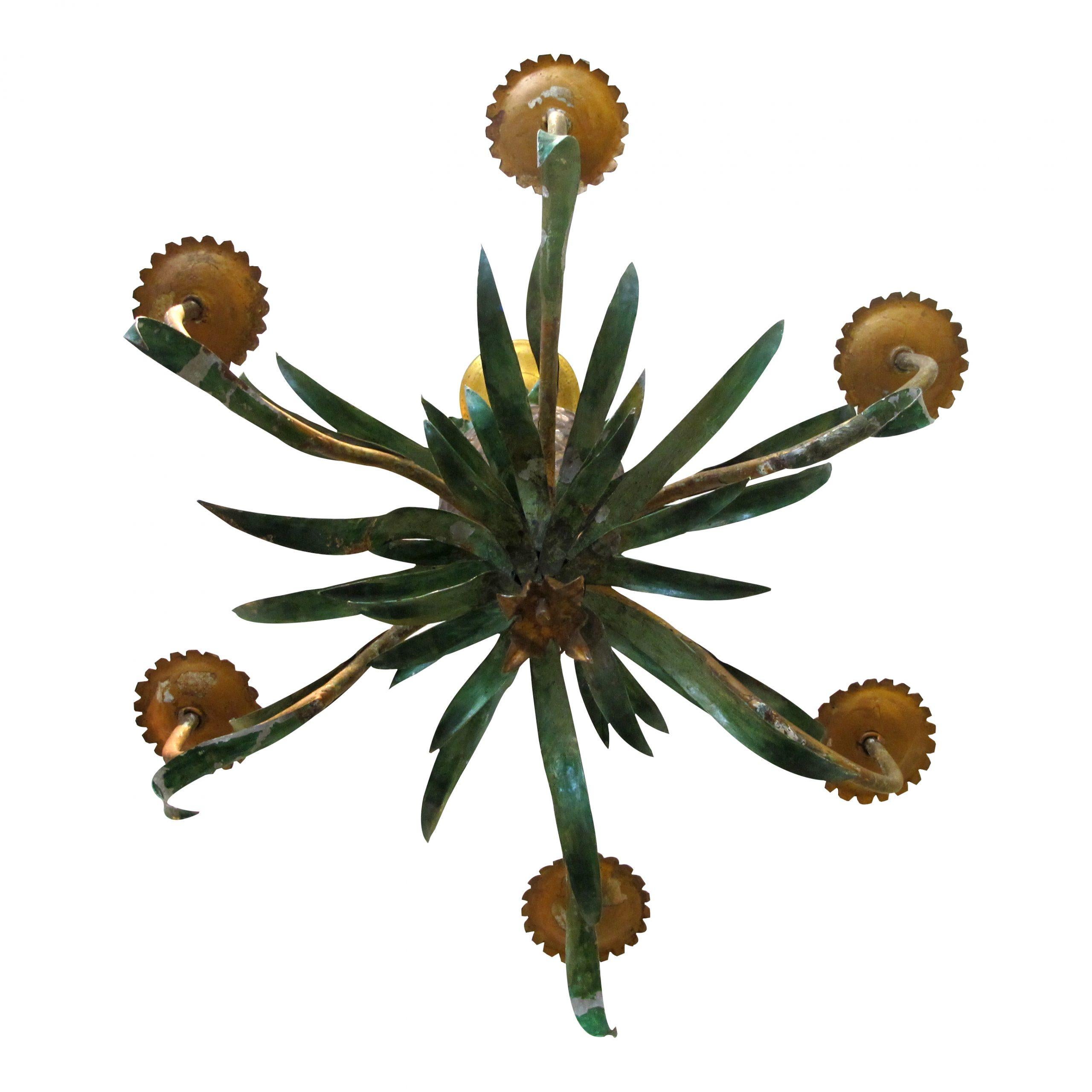 Mid-Century Modern Mid-Century Organic French Handcrafted Pineapple Shaped Chandelier For Sale