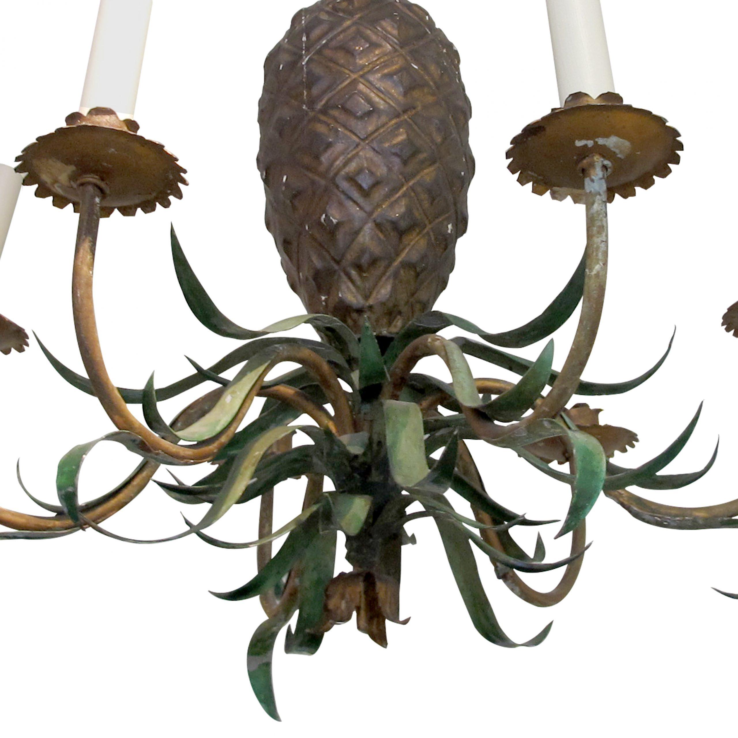 Mid-Century Organic French Handcrafted Pineapple Shaped Chandelier In Good Condition For Sale In London, GB