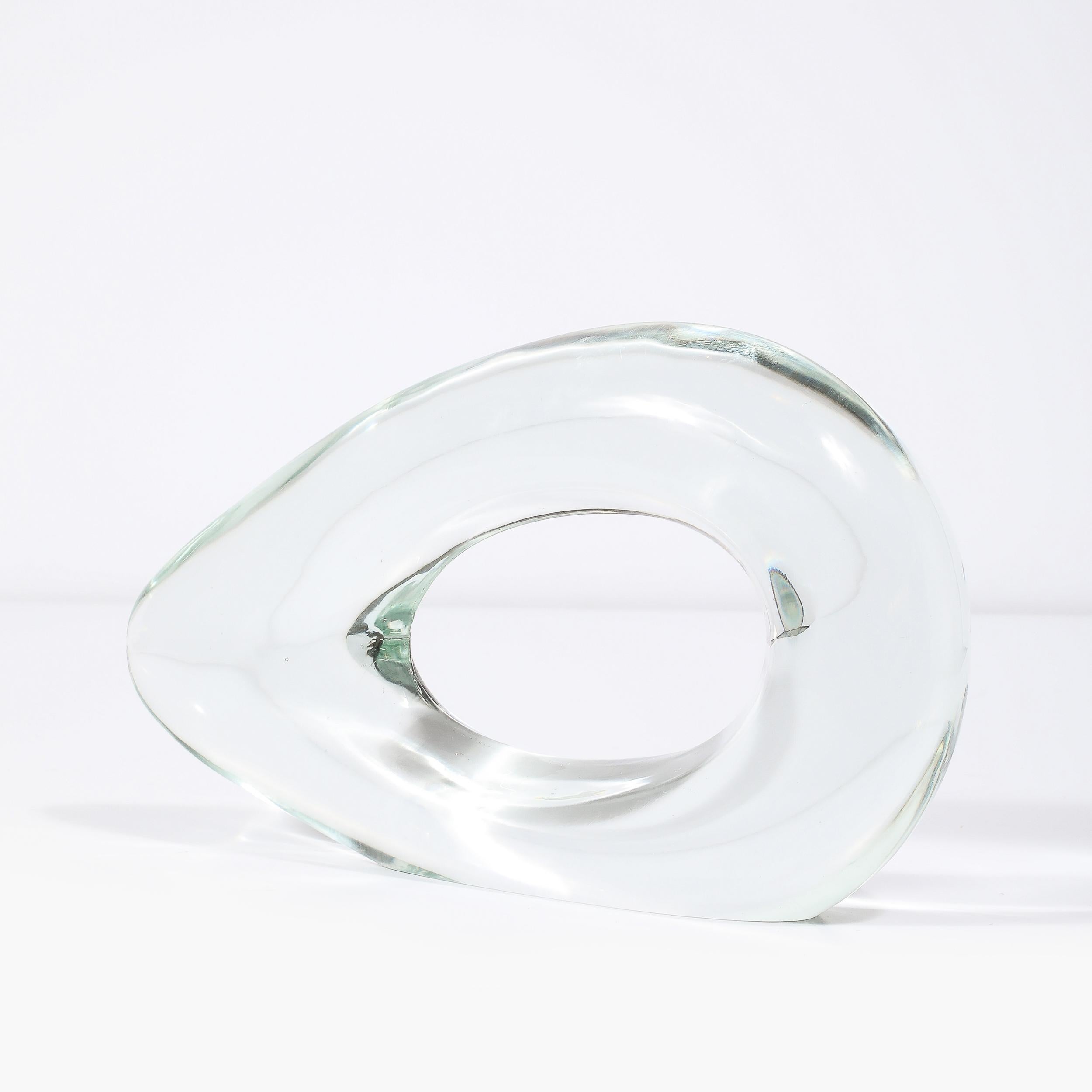 Mid-Century Organic Handblown Transparent Murano Glass Sculpture signed Salviati For Sale 4