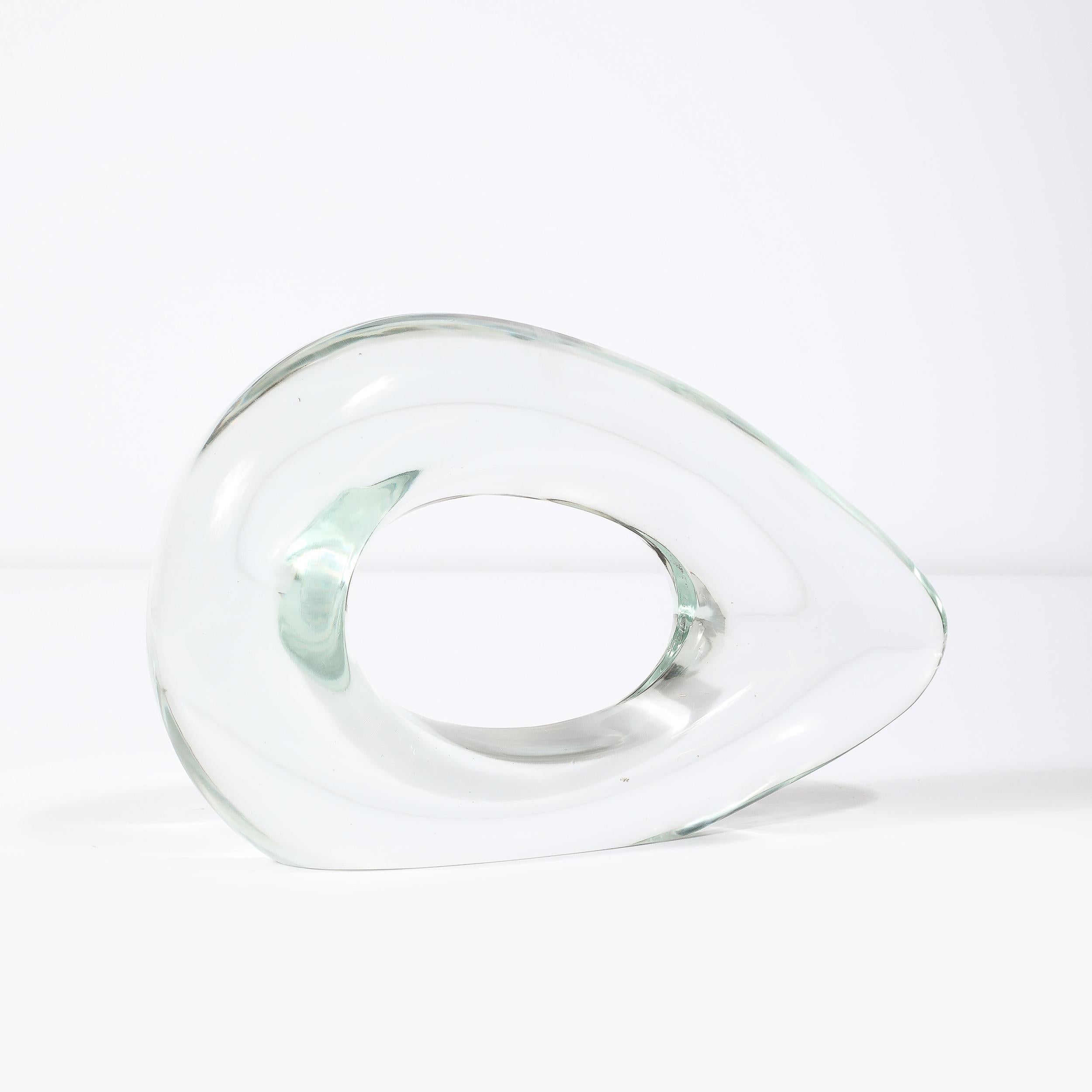 Mid-Century Organic Handblown Transparent Murano Glass Sculpture signed Salviati For Sale 5
