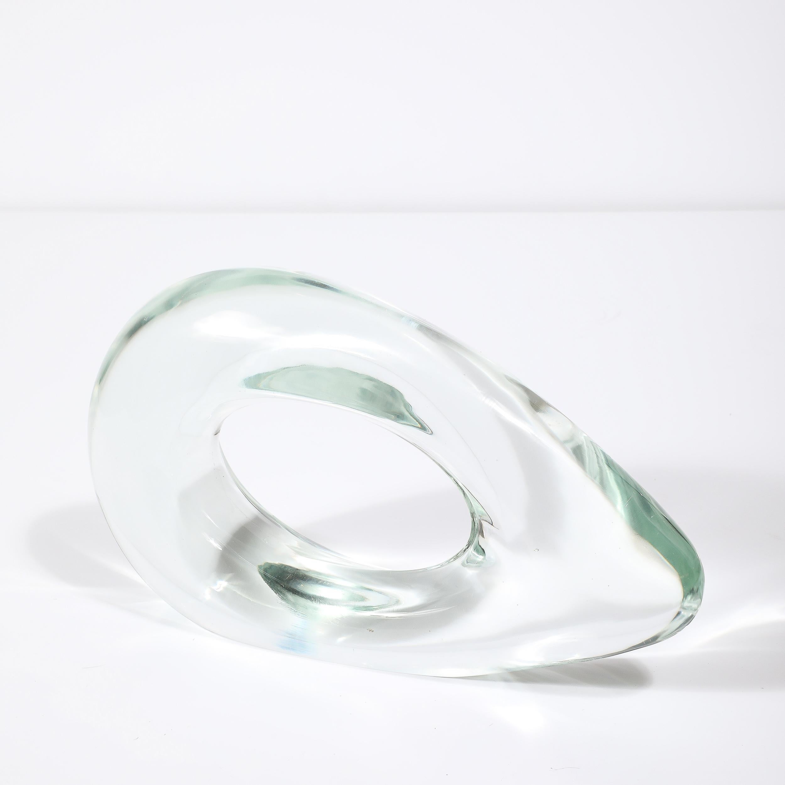Mid-Century Modern Mid-Century Organic Handblown Transparent Murano Glass Sculpture signed Salviati For Sale