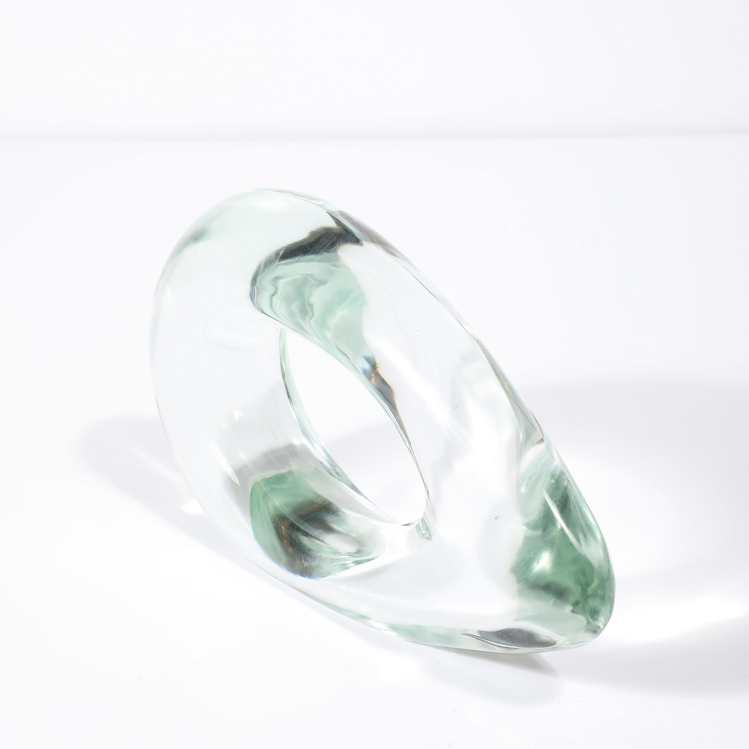Italian Mid-Century Organic Handblown Transparent Murano Glass Sculpture signed Salviati For Sale