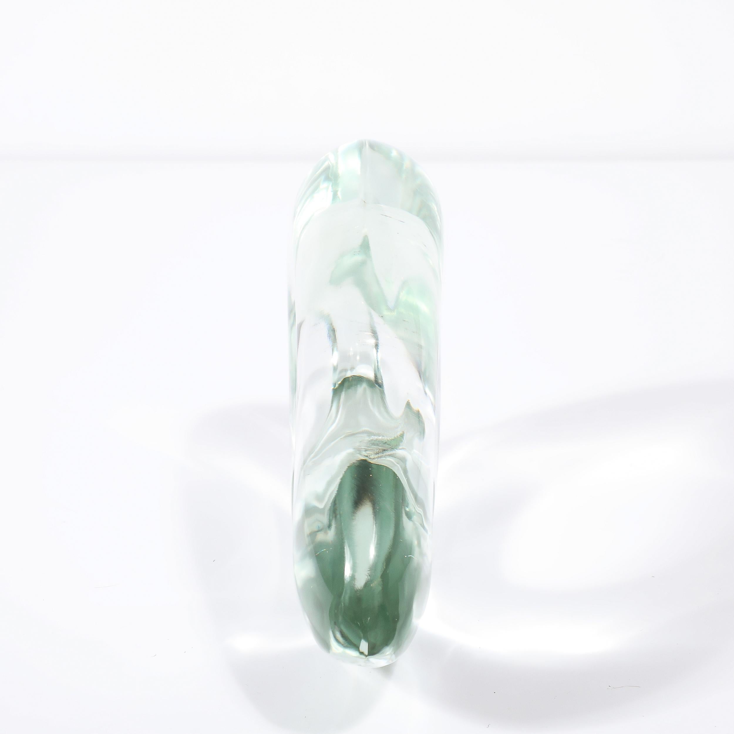 Mid-Century Organic Handblown Transparent Murano Glass Sculpture signed Salviati In Excellent Condition For Sale In New York, NY