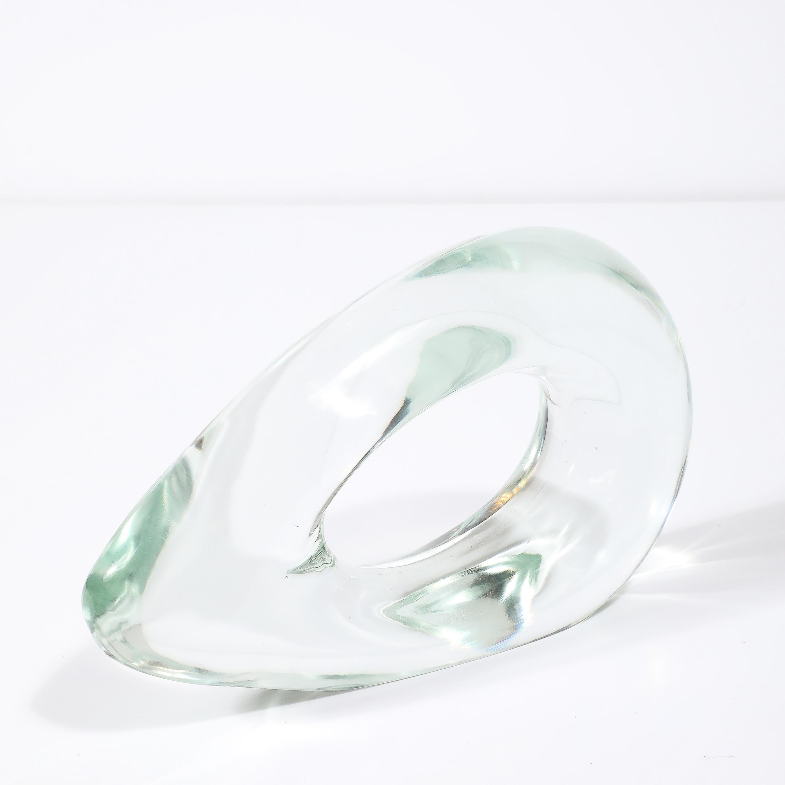 Mid-20th Century Mid-Century Organic Handblown Transparent Murano Glass Sculpture signed Salviati For Sale
