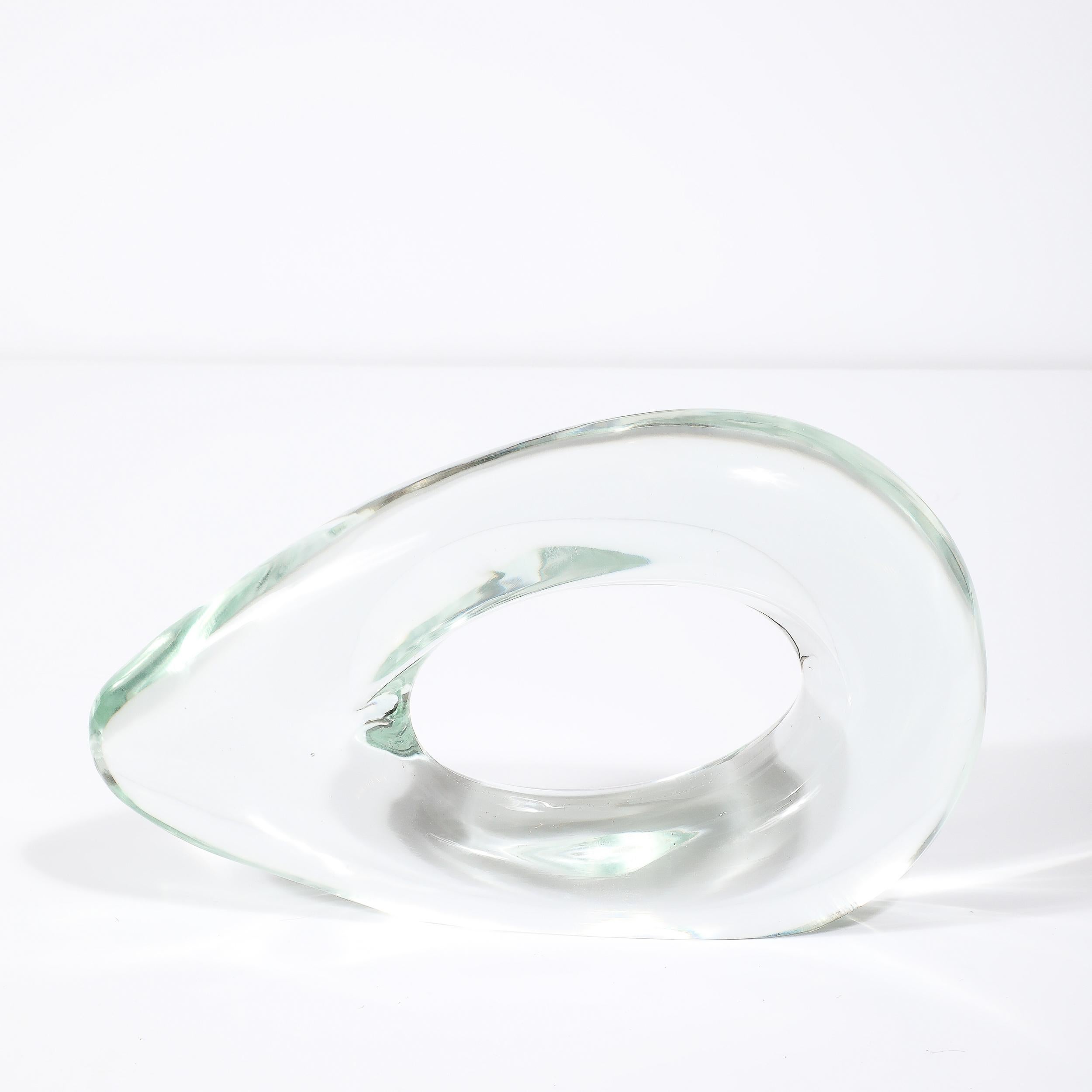 Mid-Century Organic Handblown Transparent Murano Glass Sculpture signed Salviati For Sale 2