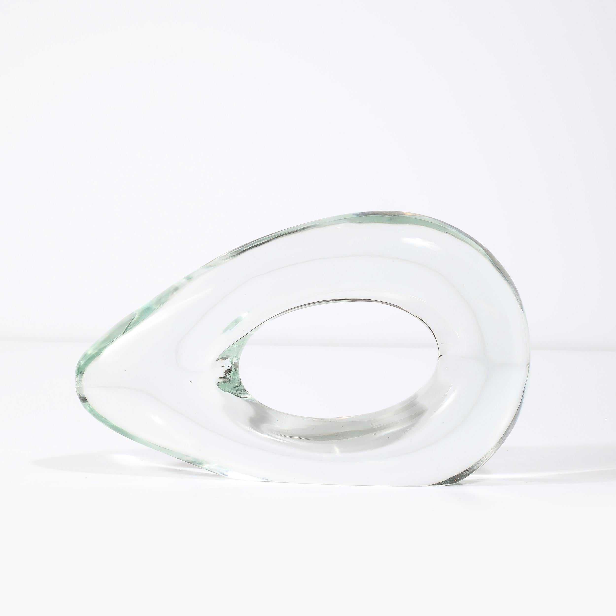 Mid-Century Organic Handblown Transparent Murano Glass Sculpture signed Salviati For Sale 3