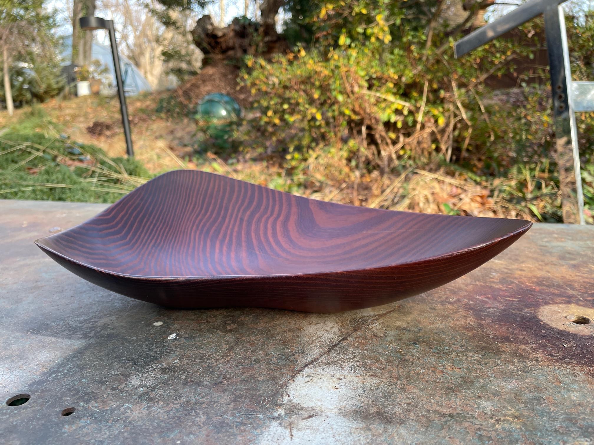 American Mid-Century Organic Heart-Shaped Wenge Bowl Unknown Craftsman AD Vintage 1950s For Sale