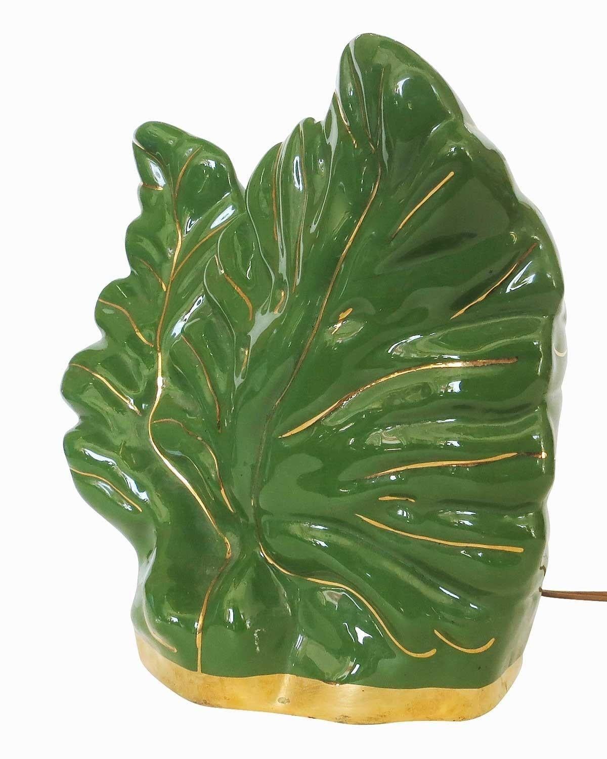 Mid-Century Modern Mid-Century Organic Leaf Esco-Lite Pottery TV Lamp For Sale