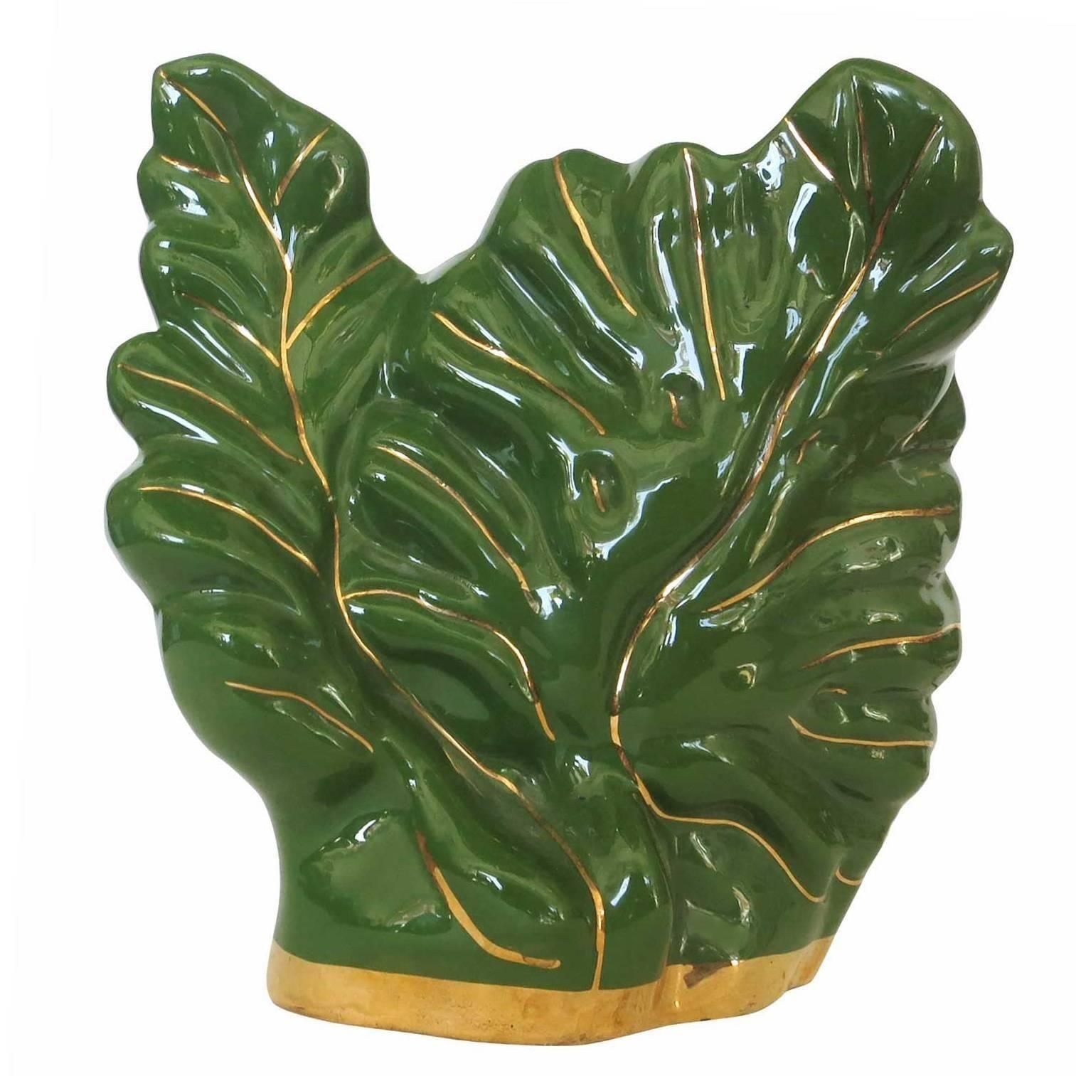 TV-Lampe Esco-Lite-Keramik mit organischem Blatt, Mid-Century (Töpferwaren) im Angebot
