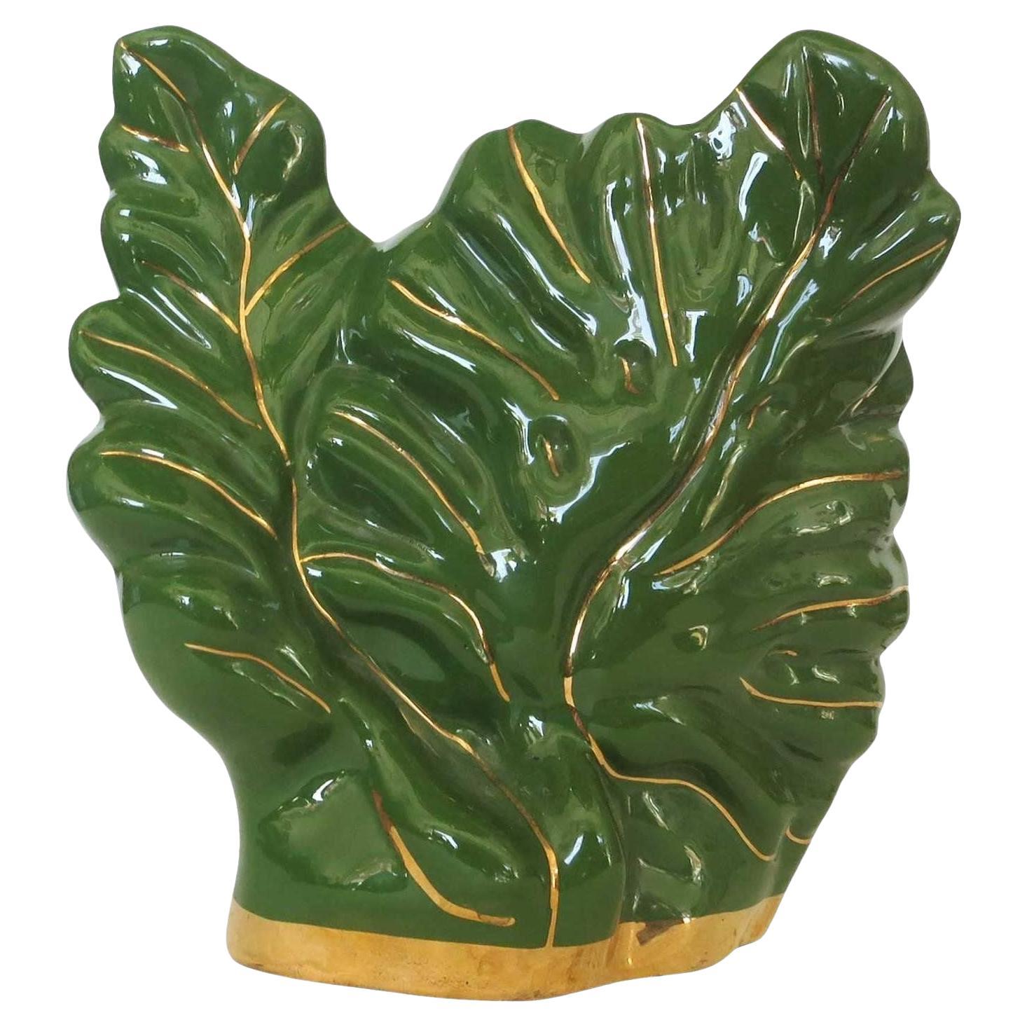 Mid-Century Organic Leaf Esco-Lite Pottery TV Lamp For Sale