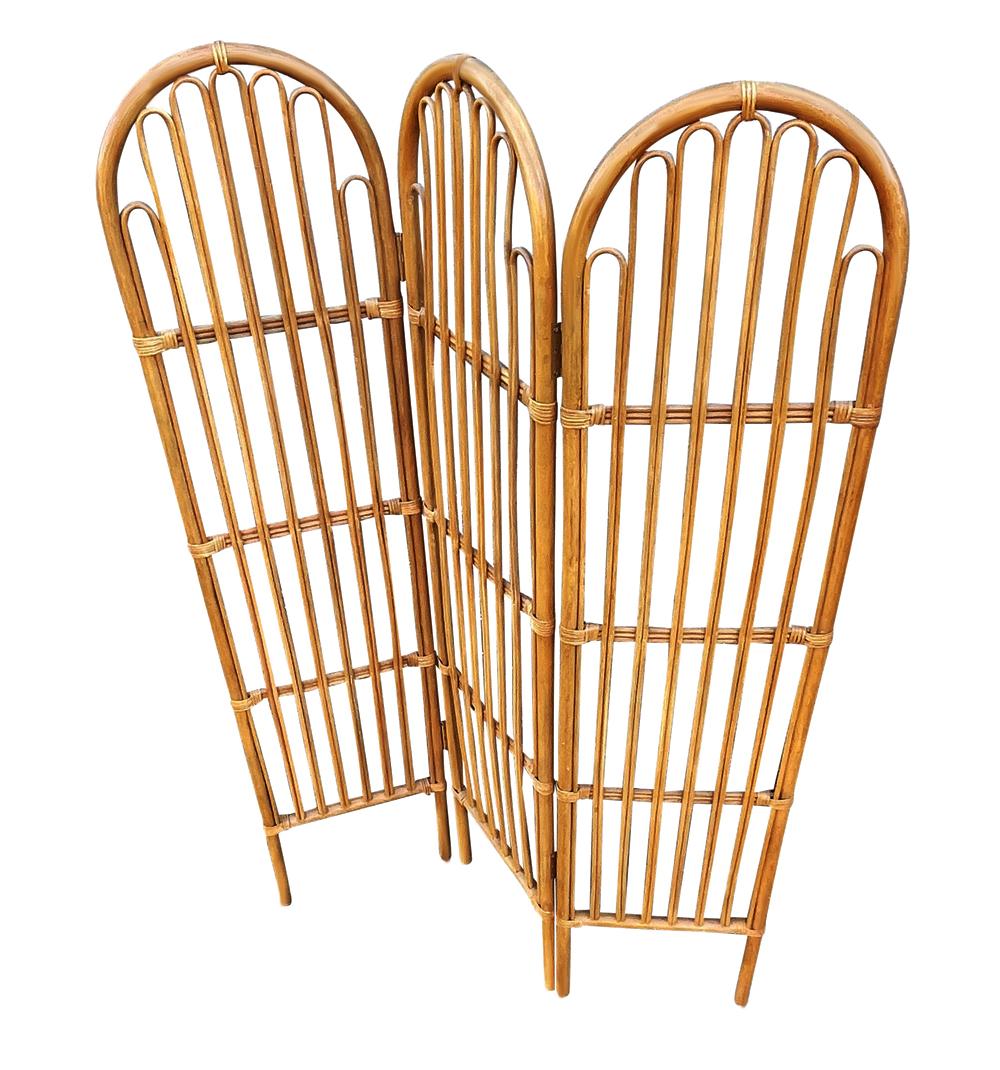 Mid Century Organic Modern Bamboo Rattan Dressing Bildschirm oder Raumteiler im Zustand „Gut“ im Angebot in Philadelphia, PA