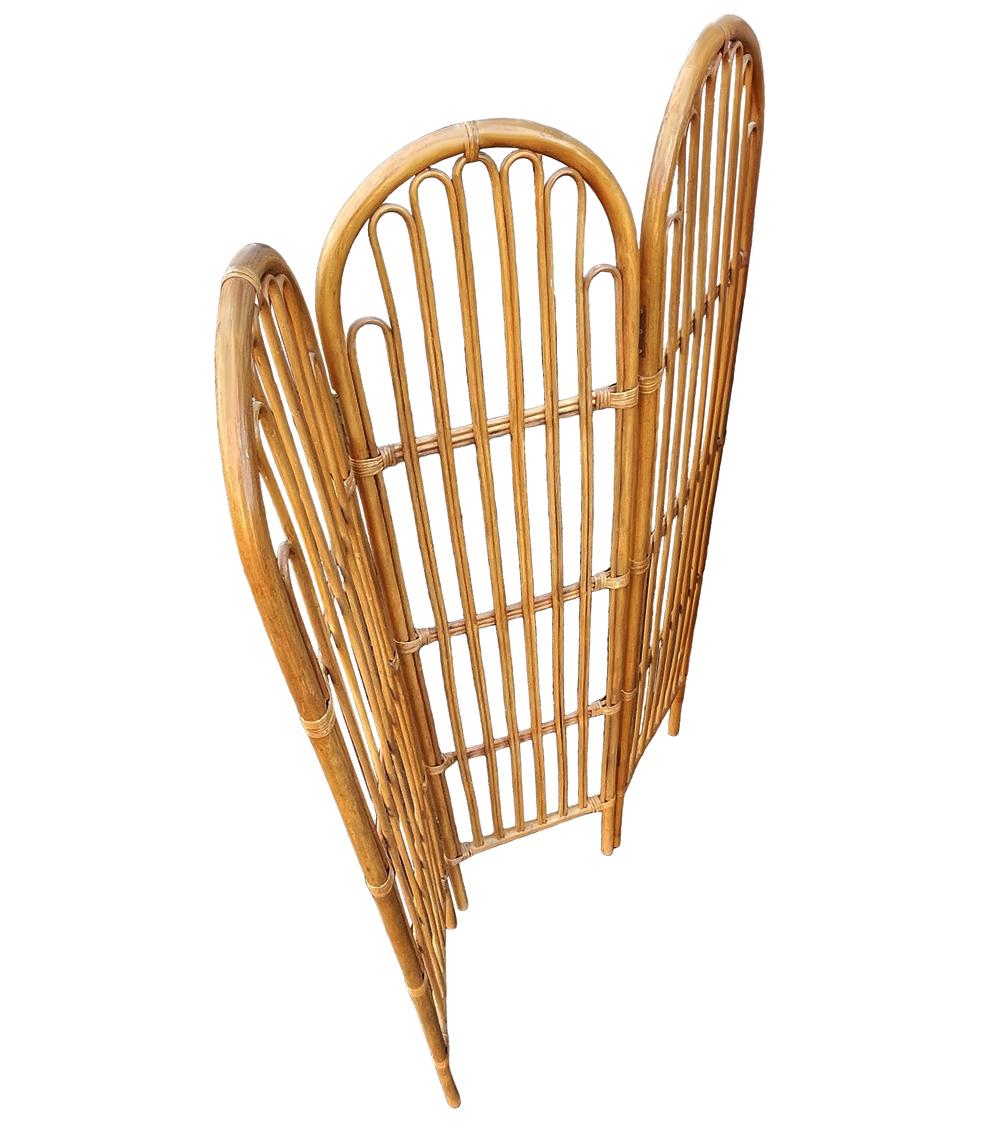 American Midcentury Organic Modern Bamboo Rattan Dressing Screen or Room Divider For Sale