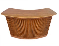 Mid Century Organic Modern Bamboo Rattan Free Standing Dry Bar