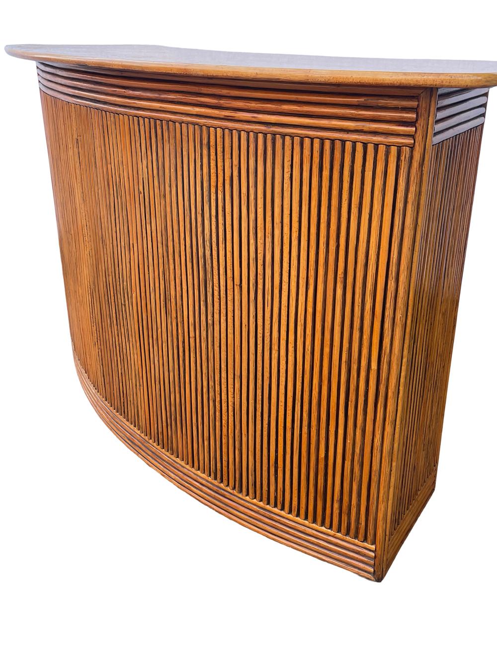 American Mid Century Organic Modern Bamboo Rattan Free Standing Dry Bar