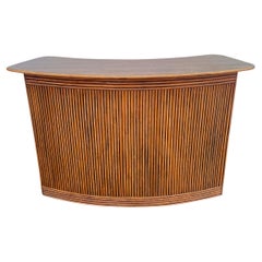 Mid Century Organic Modern Bamboo Rattan Free Standing Dry Bar