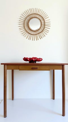 Mid-Century Sunburst Mirror in Bamboo and Rattan, France, 1960s Design