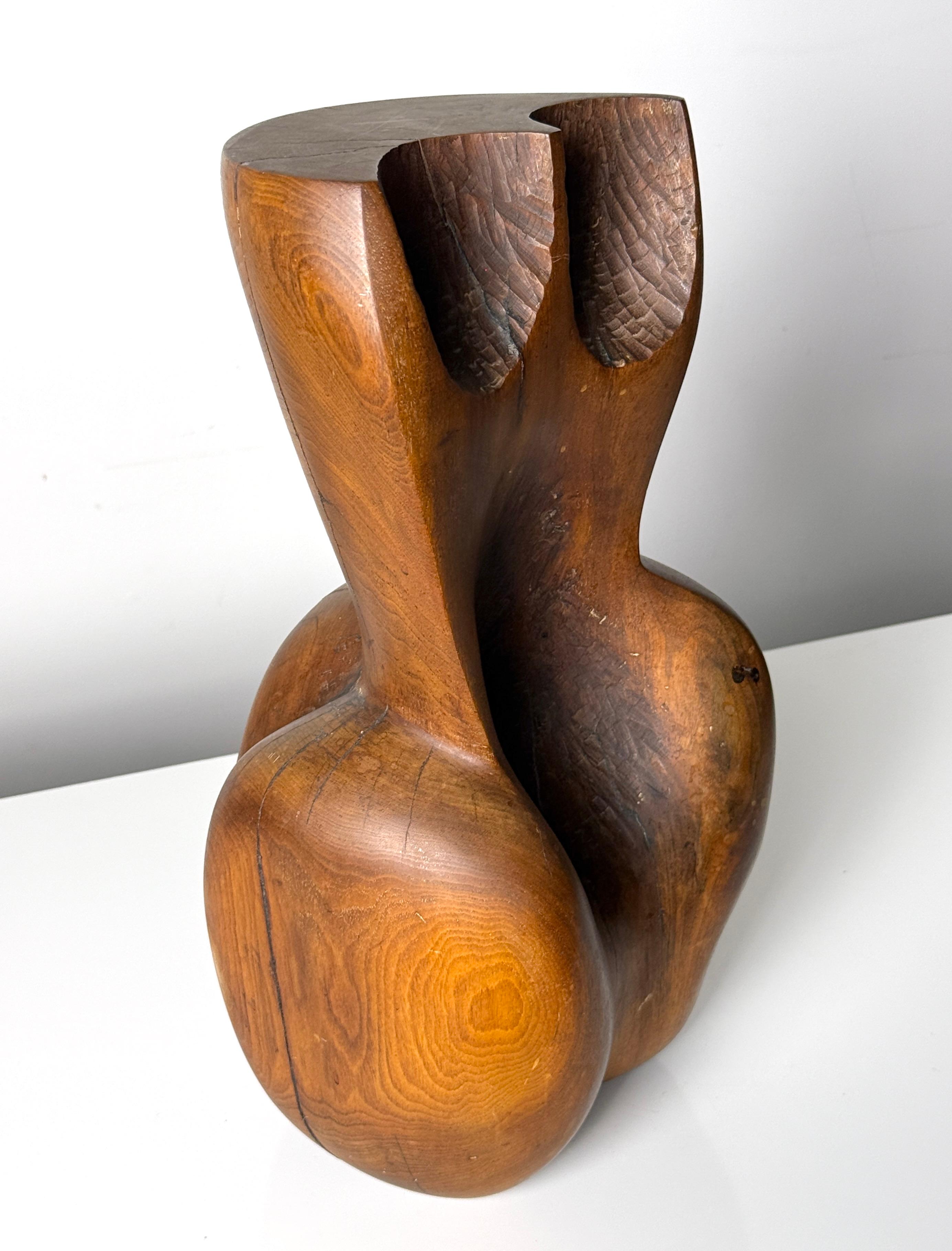 20th Century Mid Century Organic Modern Carved Wood Abstract Female Torso Sculpture 1960s For Sale
