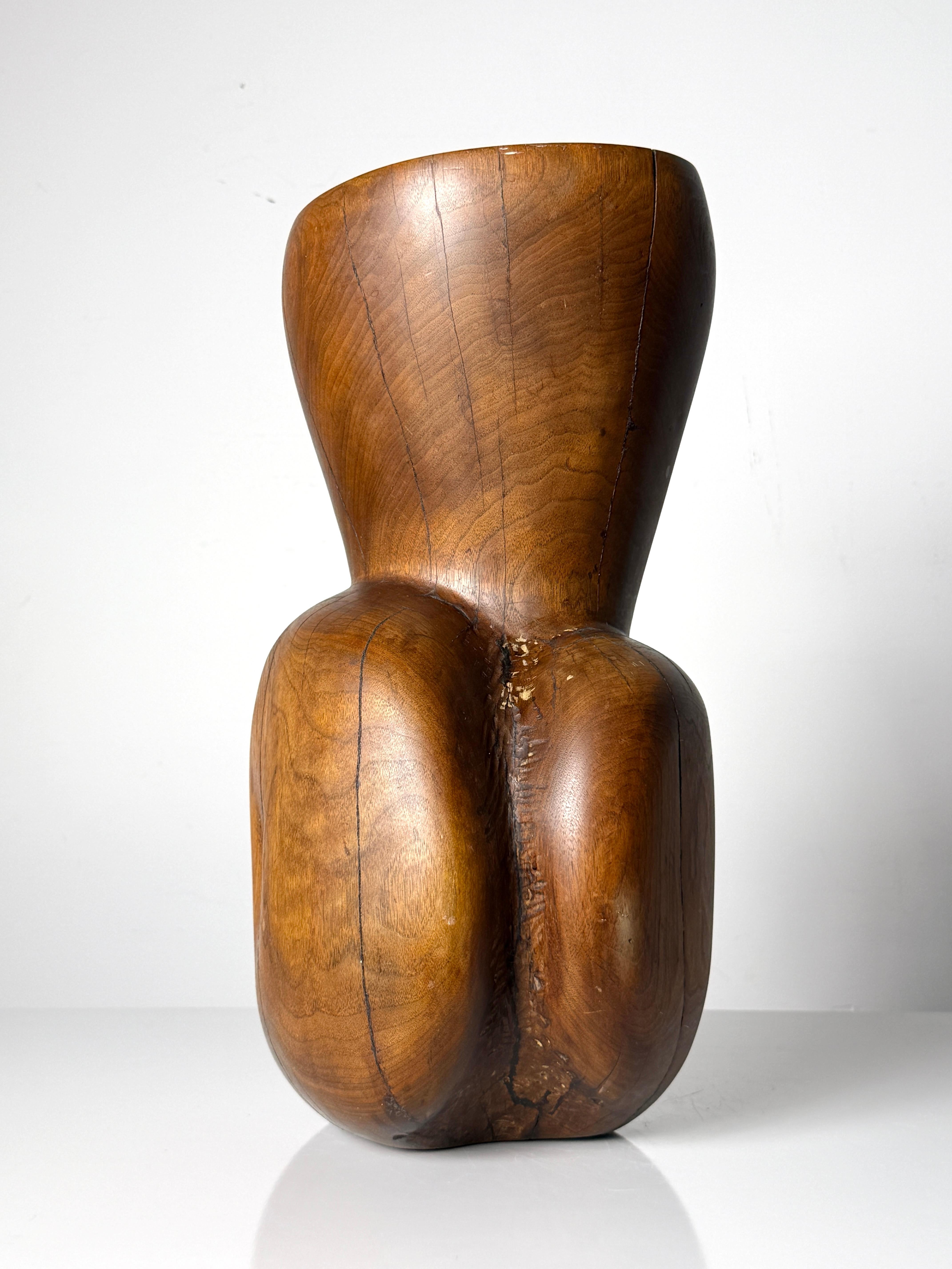 Mid Century Organic Modern Carved Wood Abstract Female Torso Sculpture 1960s For Sale 1