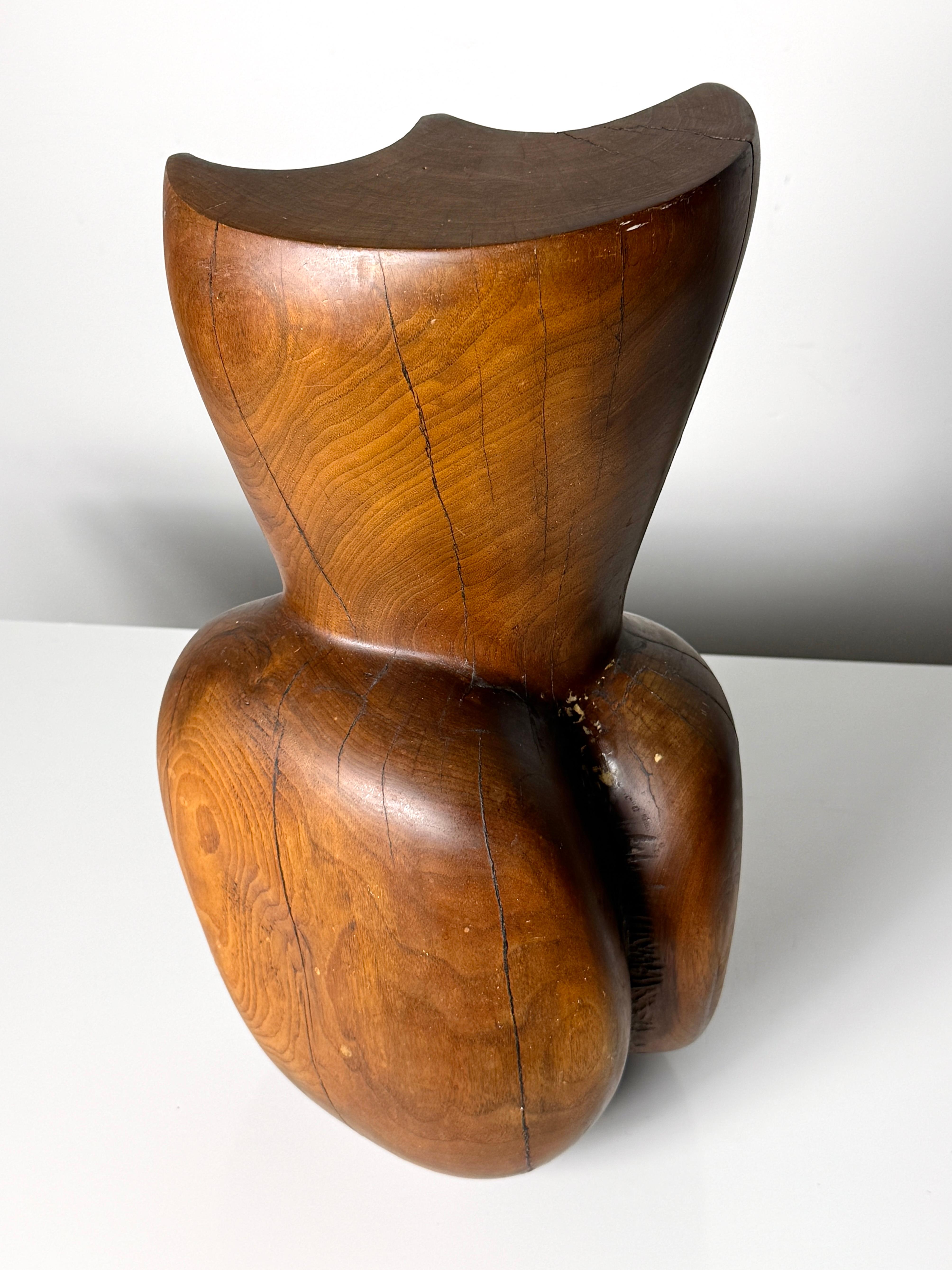 Mid Century Organic Modern Carved Wood Abstract Female Torso Sculpture 1960s For Sale 2