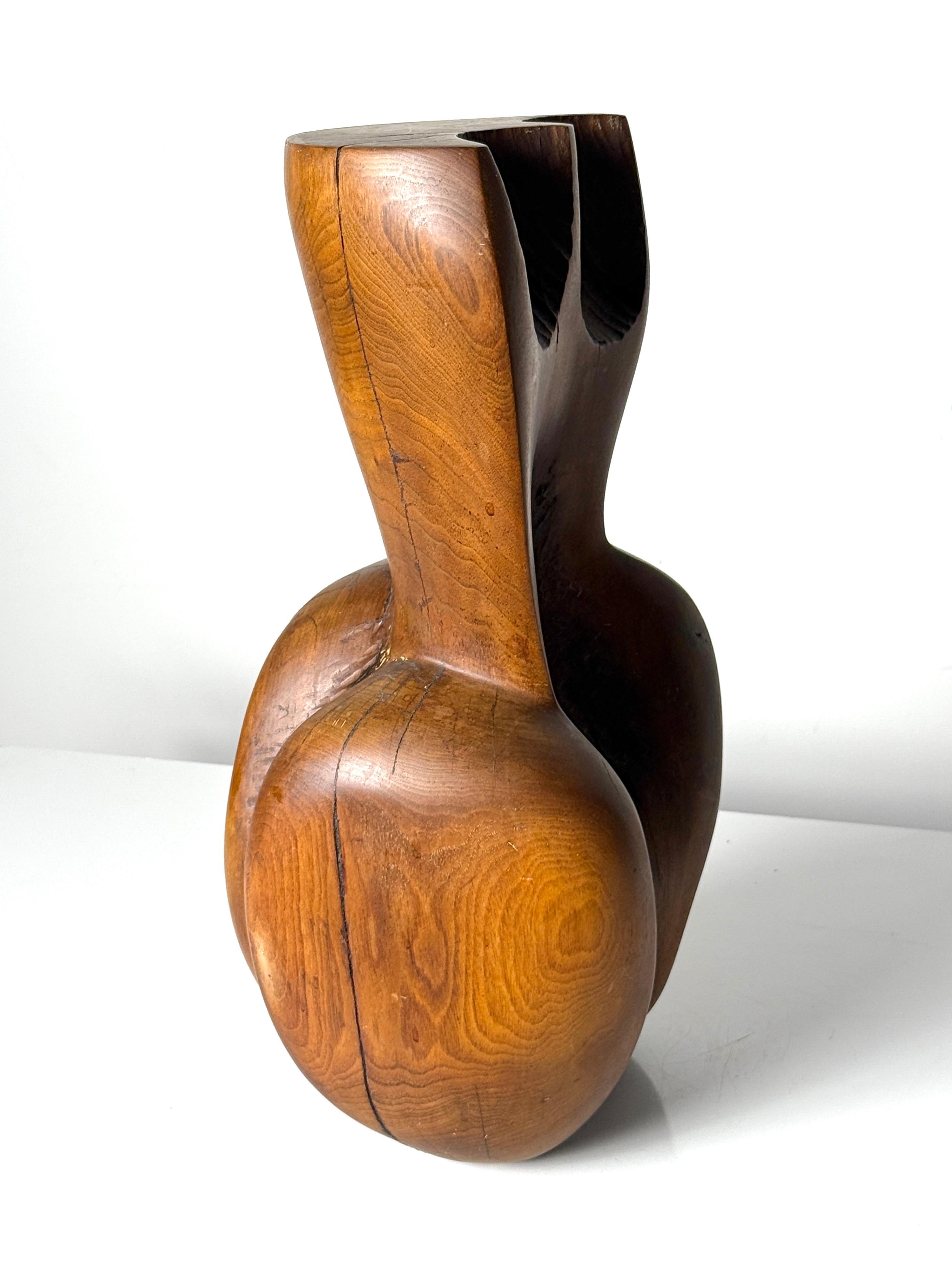 Mid Century Organic Modern Carved Wood Abstract Female Torso Sculpture 1960s For Sale 3