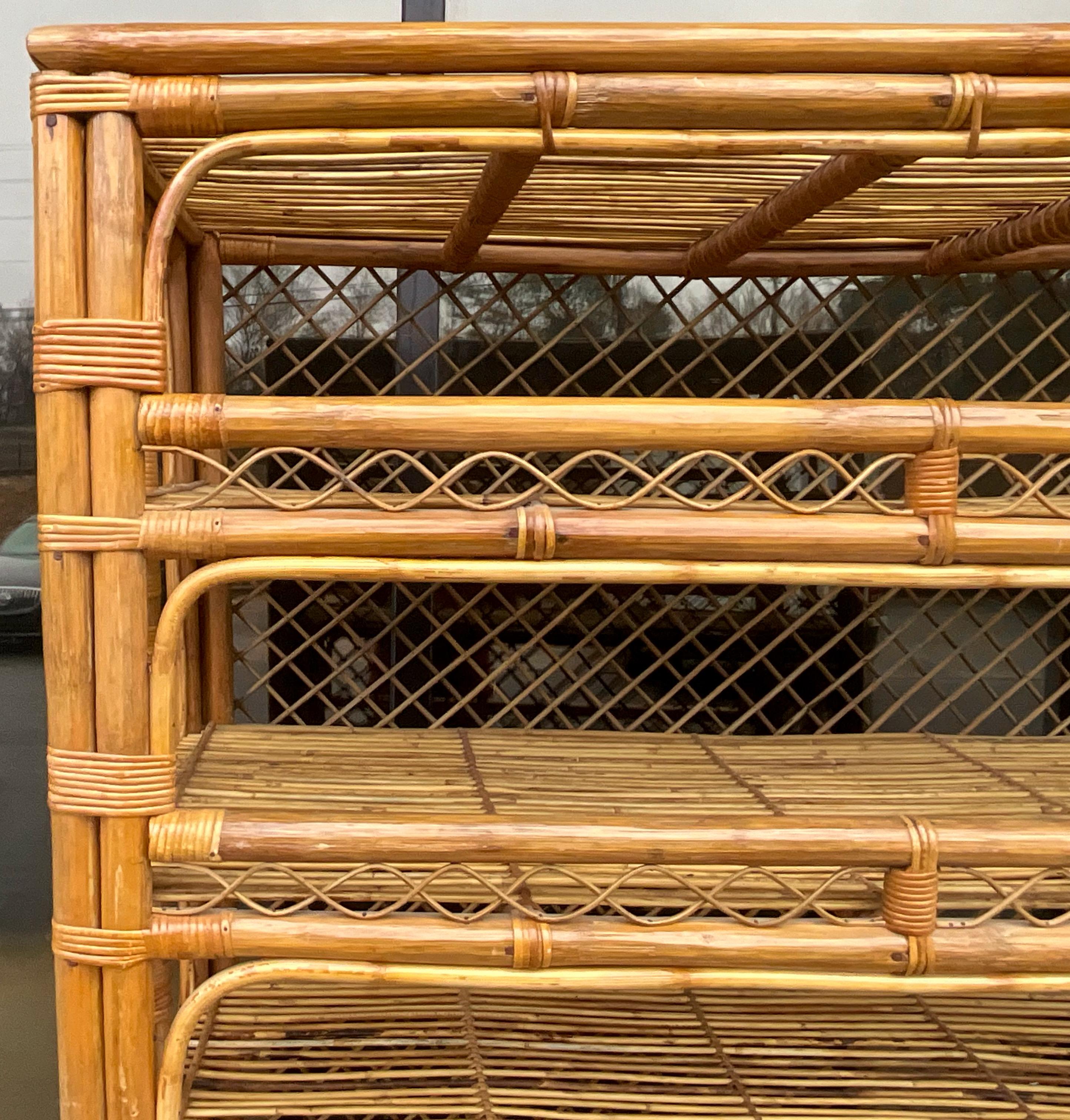 Mid-Century Organic Modern Coastal Style Bamboo Shelves / Etageres - Pair  For Sale 5