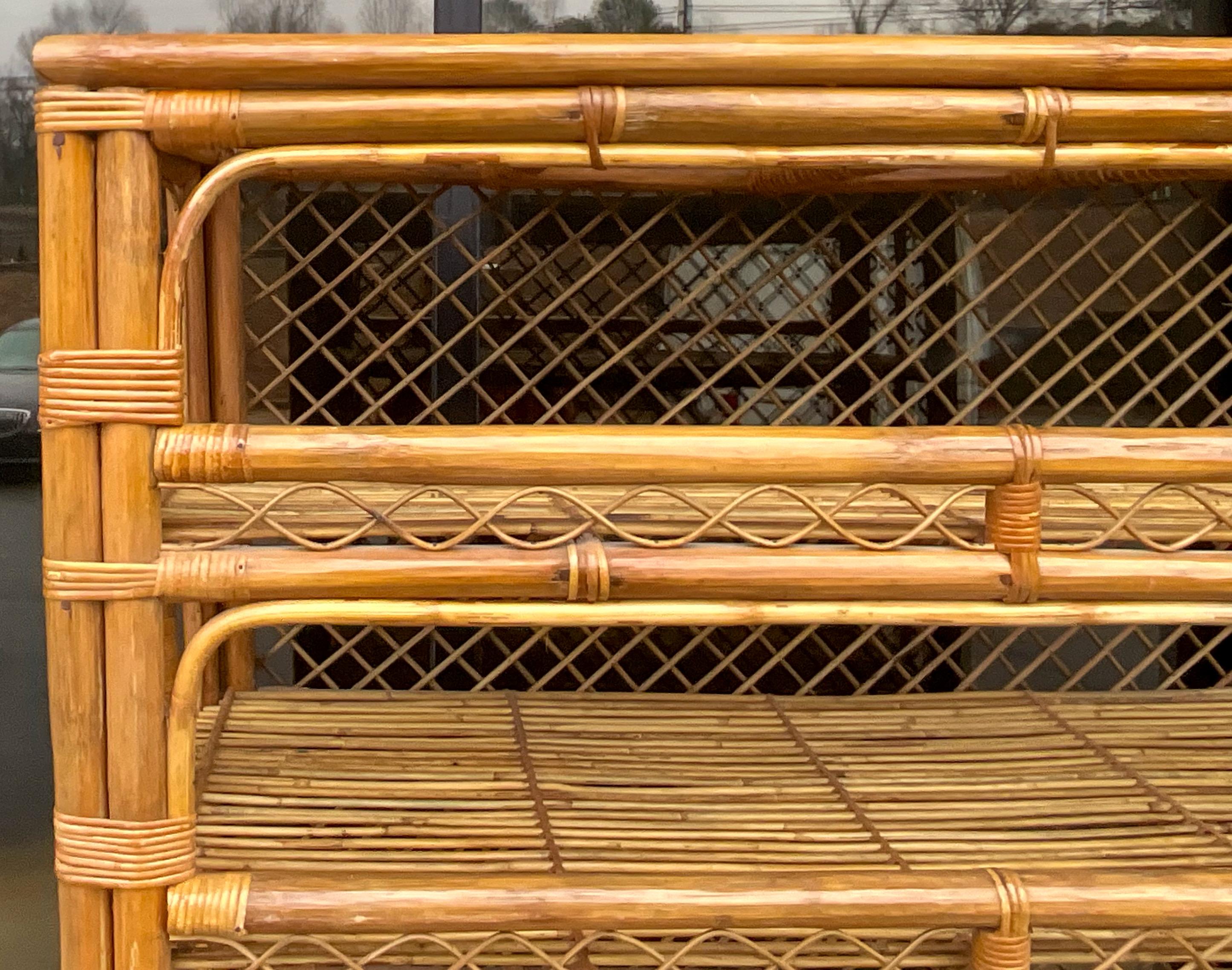 Mid-Century Organic Modern Coastal Style Bamboo Shelves / Etageres - Pair  For Sale 6